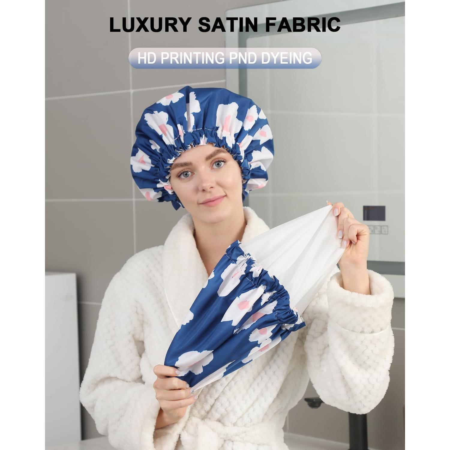 Gorro de Ducha YIZIJIZI Impermeable Reutilizable Grande Azul