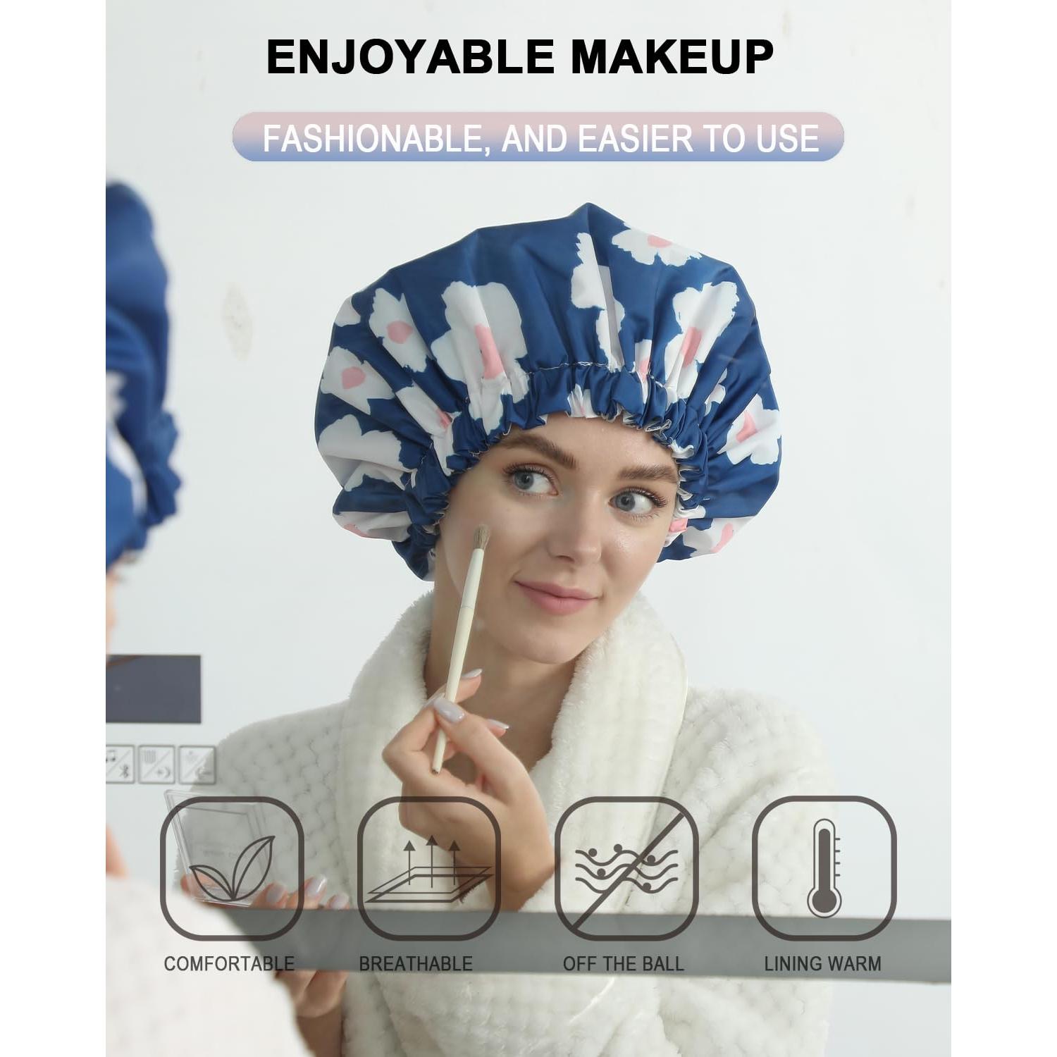 Gorro de Ducha YIZIJIZI Impermeable Reutilizable Grande Azul