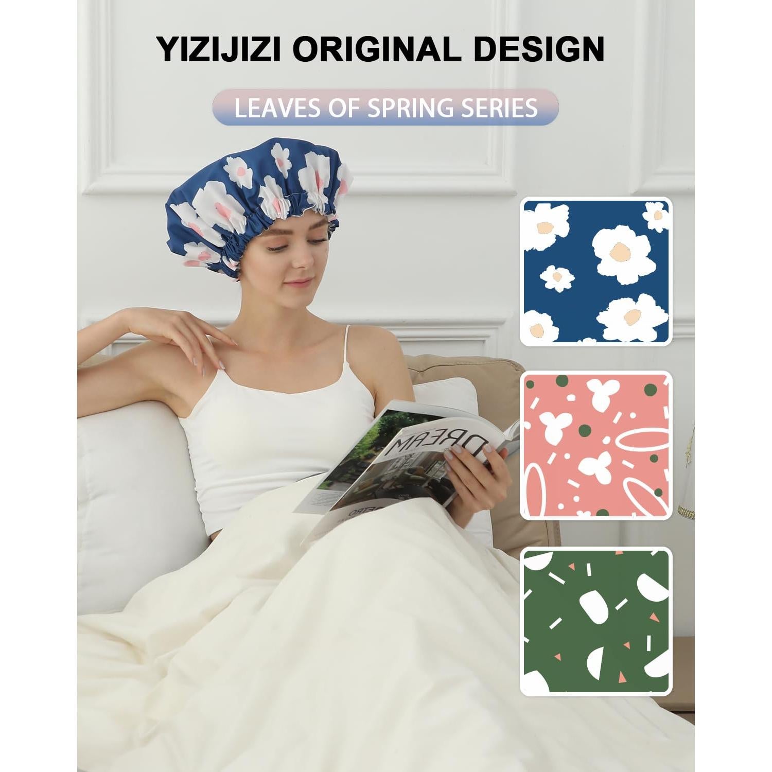 Gorro de Ducha YIZIJIZI Impermeable Reutilizable Grande Azul