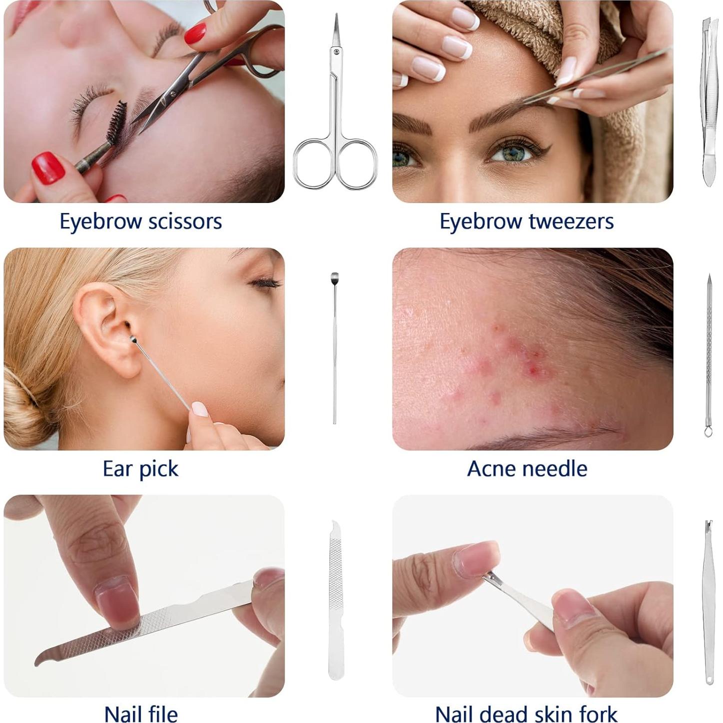 Kit de Manicura Geosar 8 en 1 Acero Inoxidable Negro