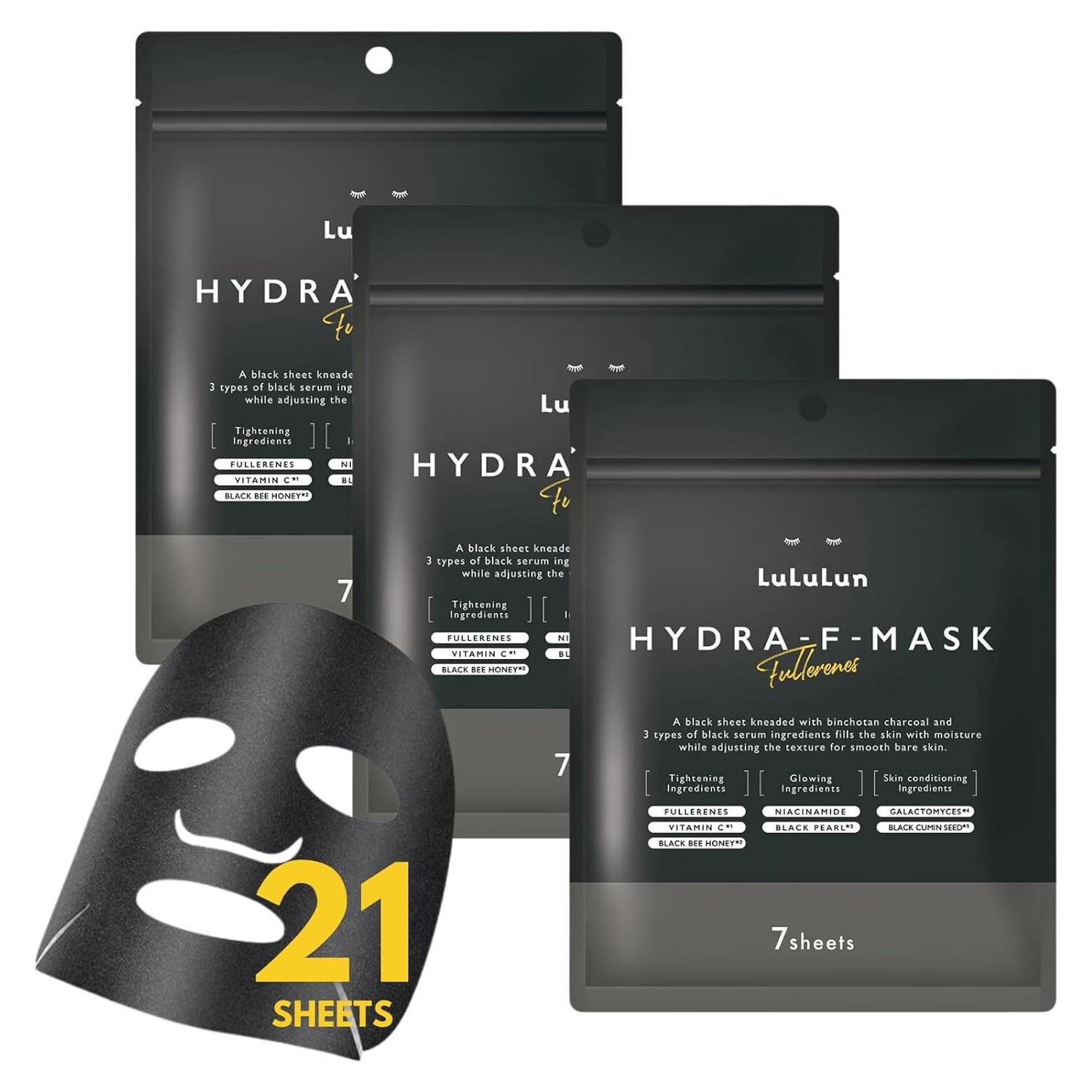 Mascarillas Exfoliantes Lululun HYDRA-F 21 EA Carbón y Perla Negra