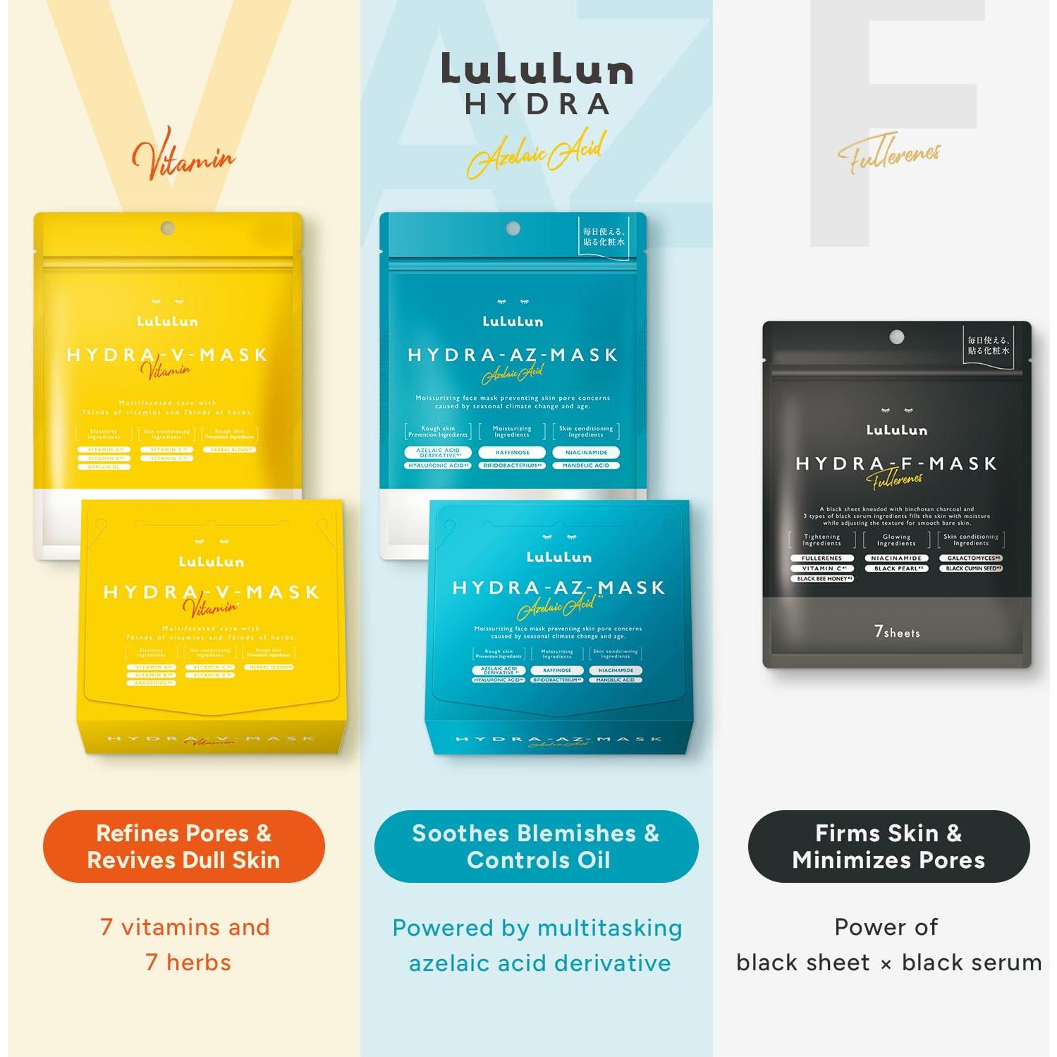 Mascarillas Exfoliantes Lululun HYDRA-F 21 EA Carbón y Perla Negra