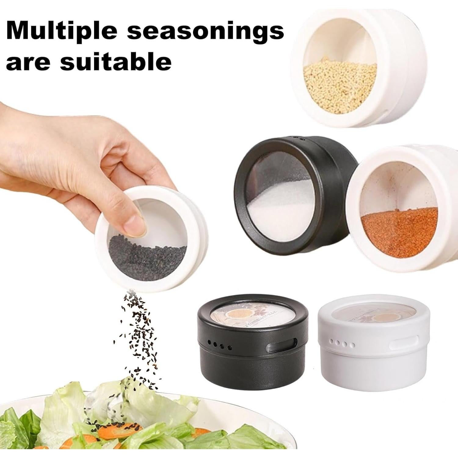 Tarros de Especias Magnéticos Walbest Acero Inoxidable Negro