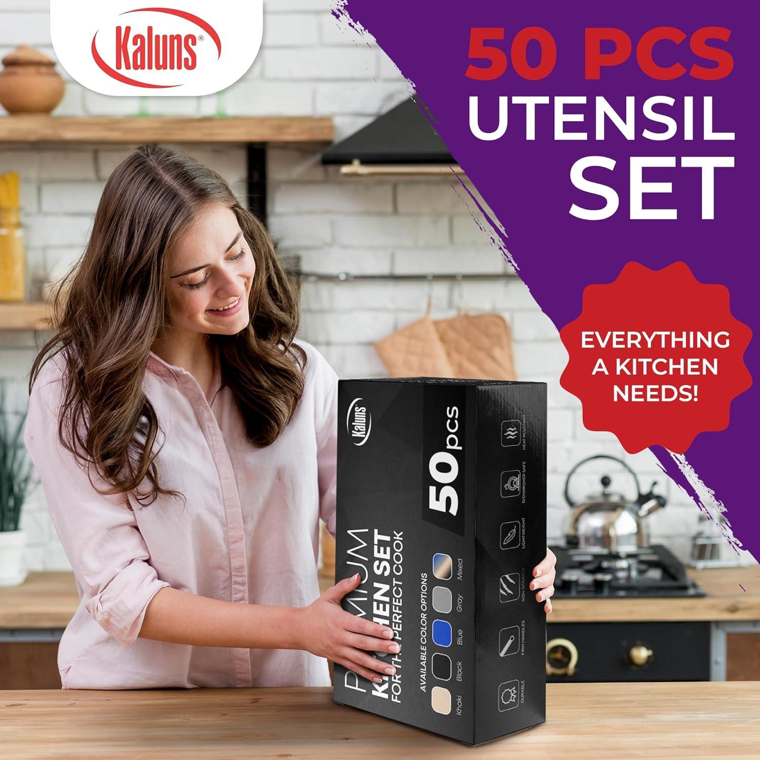 Juego de Utensilios de Cocina Kaluns 50 Piezas Silicona Madera