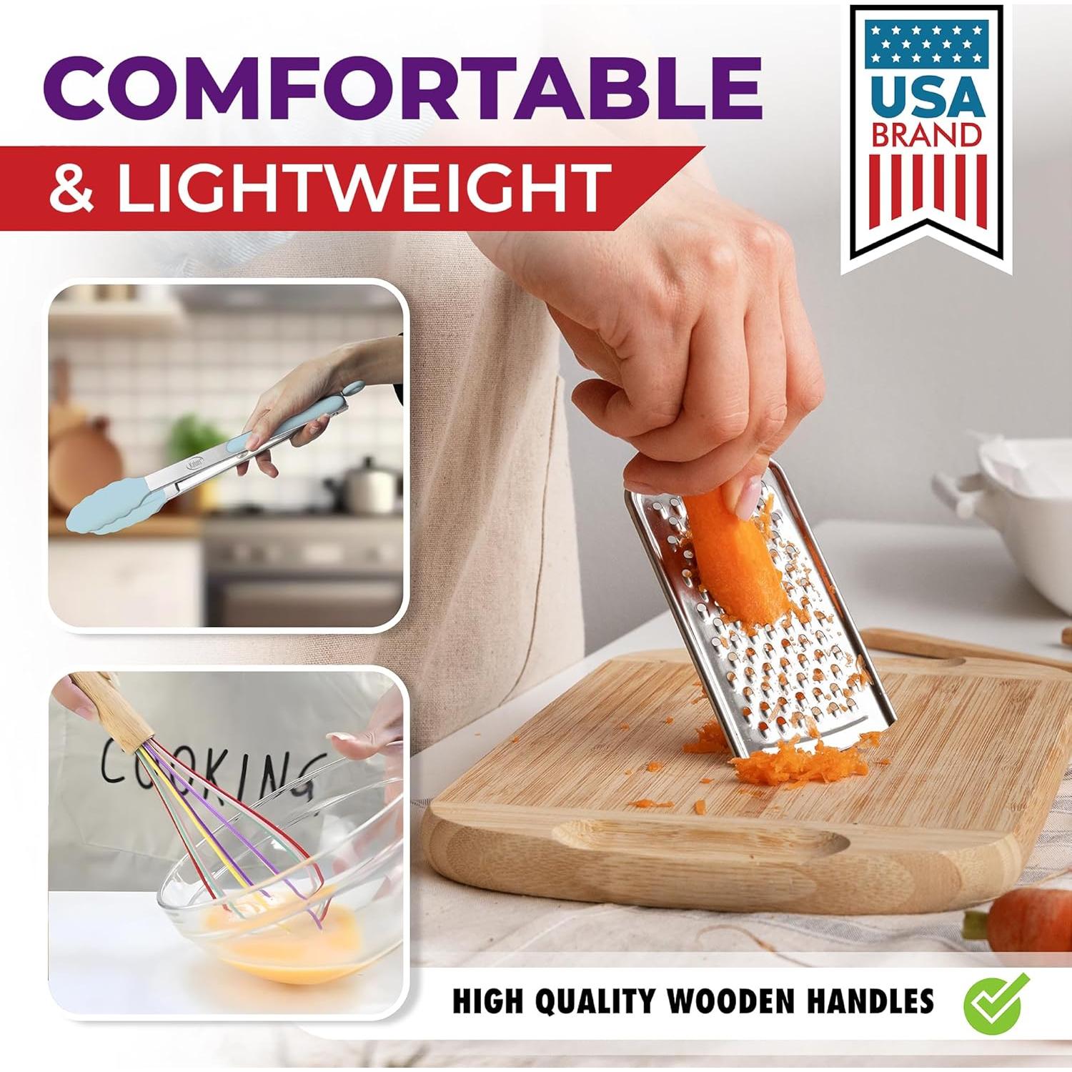 Juego de Utensilios de Cocina Kaluns 50 Piezas Silicona Madera