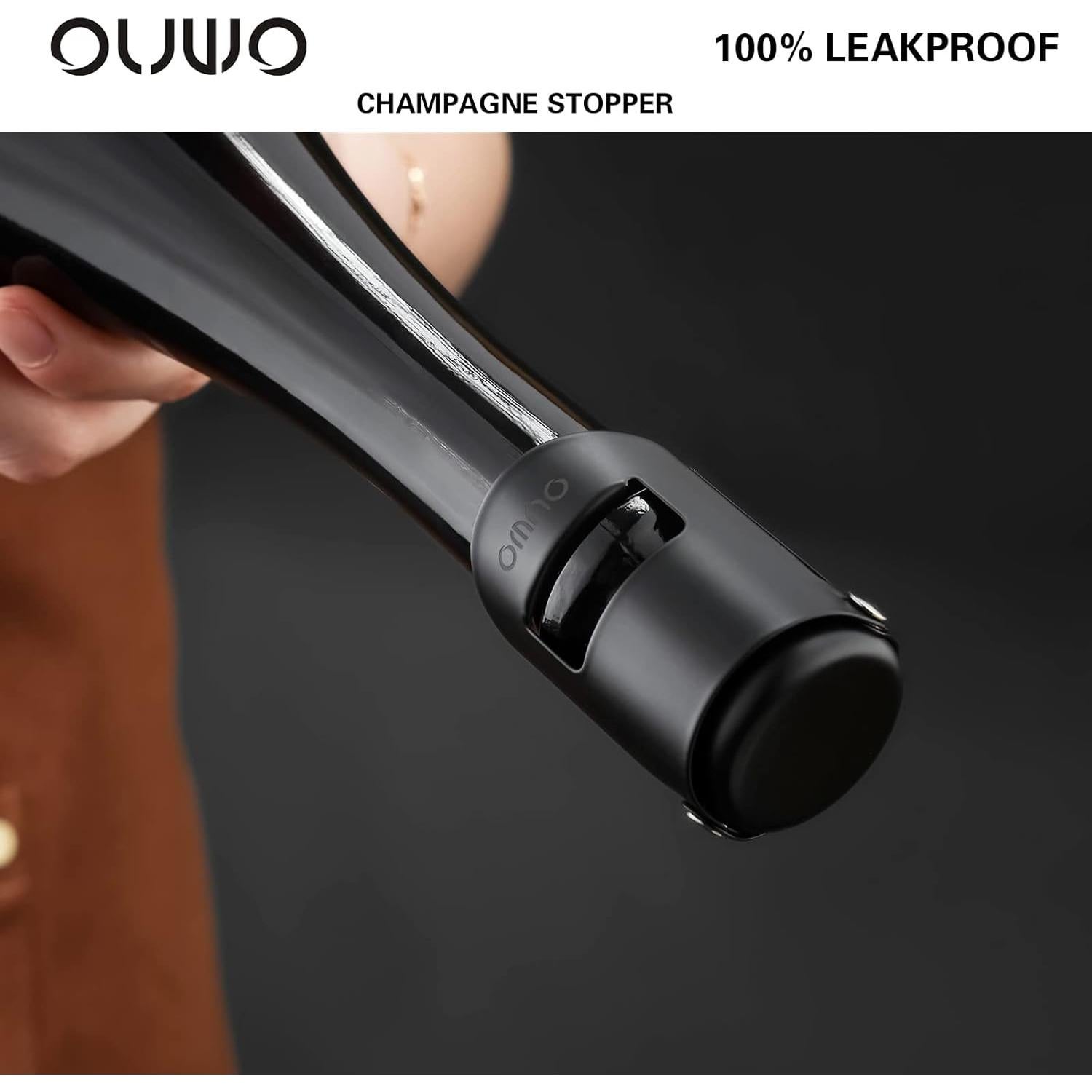 Tapones para Champagne OUWO 6 Pack Acero Inoxidable A Prueba de Fugas