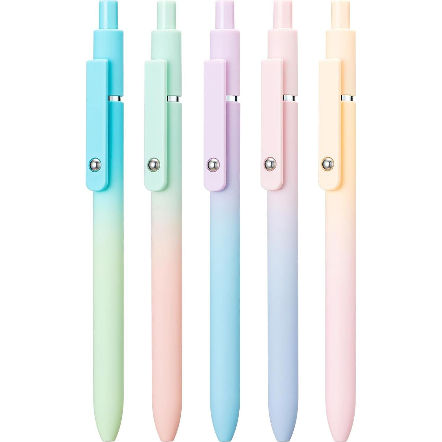 Juego de 5 bolígrafos de gel retráctiles Wikult, tinta negra 0.5mm