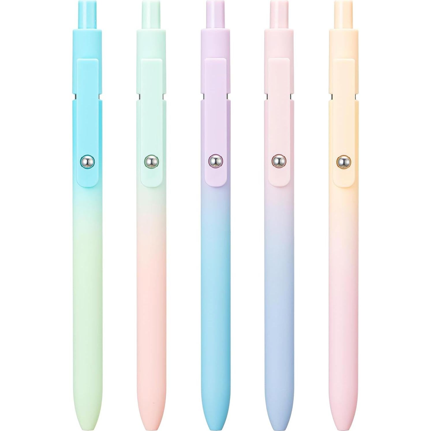 Juego de 5 bolígrafos de gel retráctiles Wikult, tinta negra 0.5mm