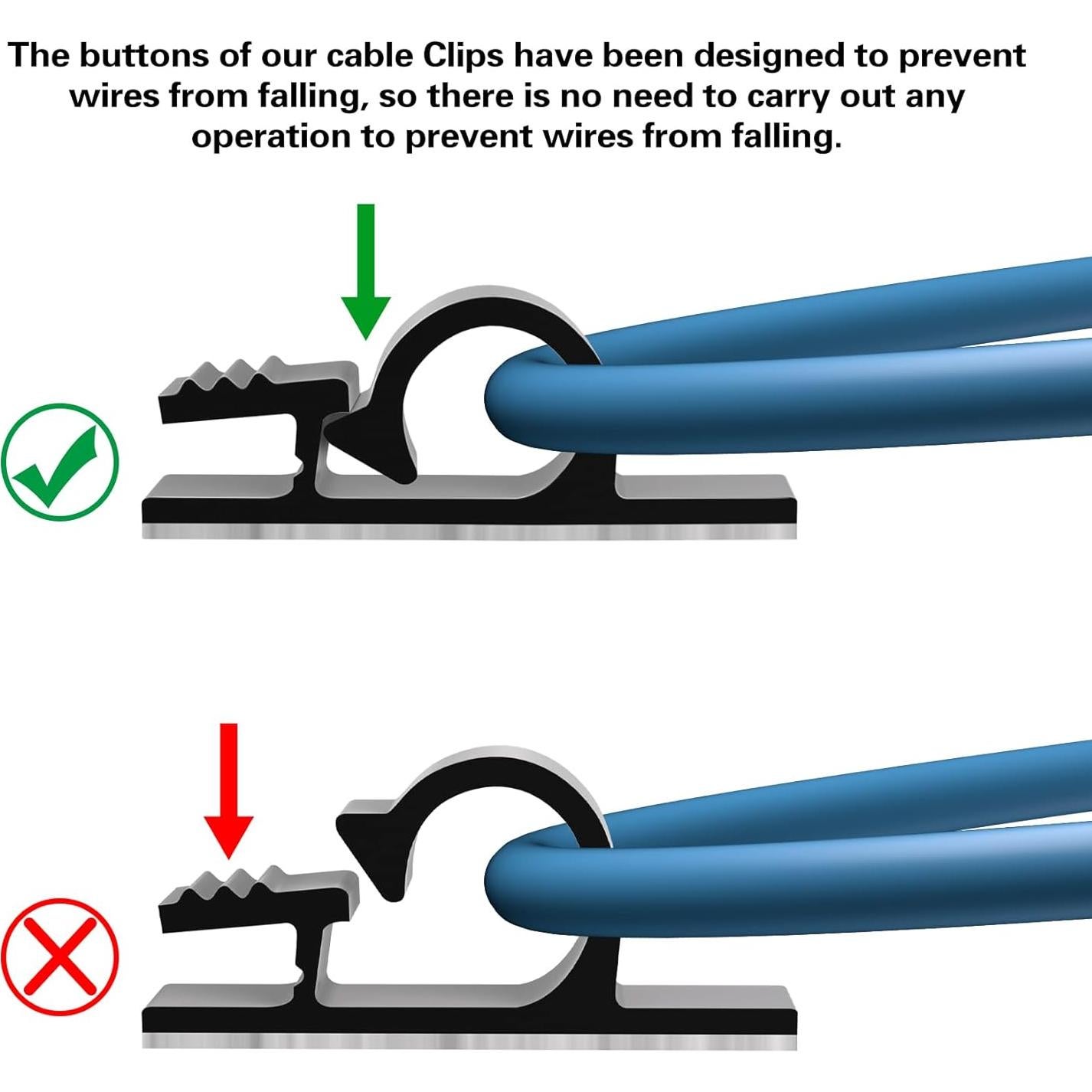 Clips de Cable Adhesivos XHF 100pcs para Organización Negra