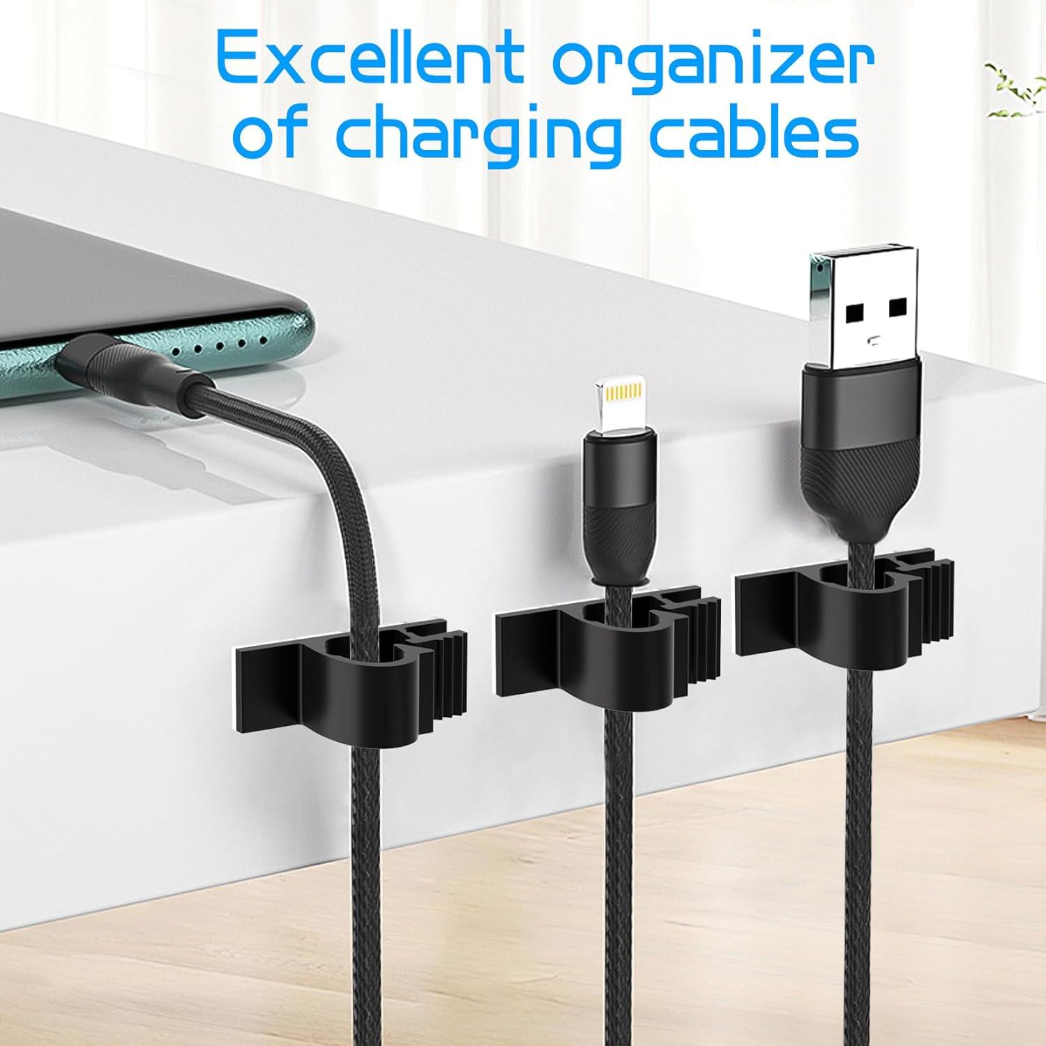 Clips de Cable Adhesivos XHF 100pcs para Organización Negra