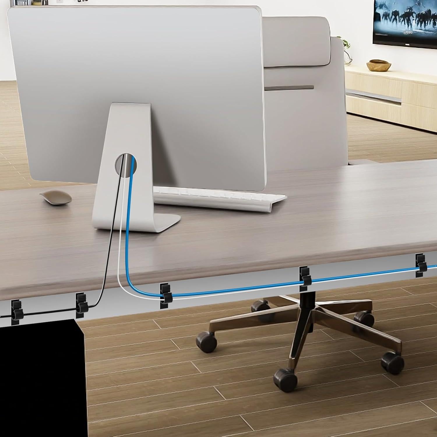 Clips de Cable Adhesivos XHF 100pcs para Organización Negra