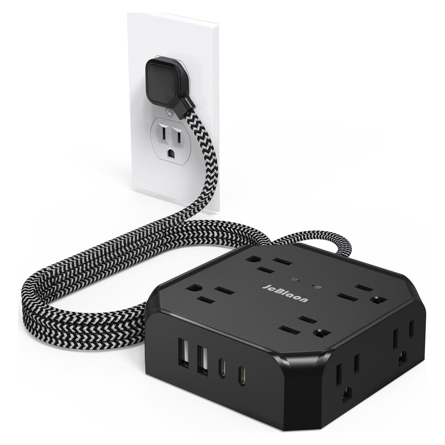 Protector de Sobretensión JcBlaon 8 Salidas 4 USB-C 1.52m