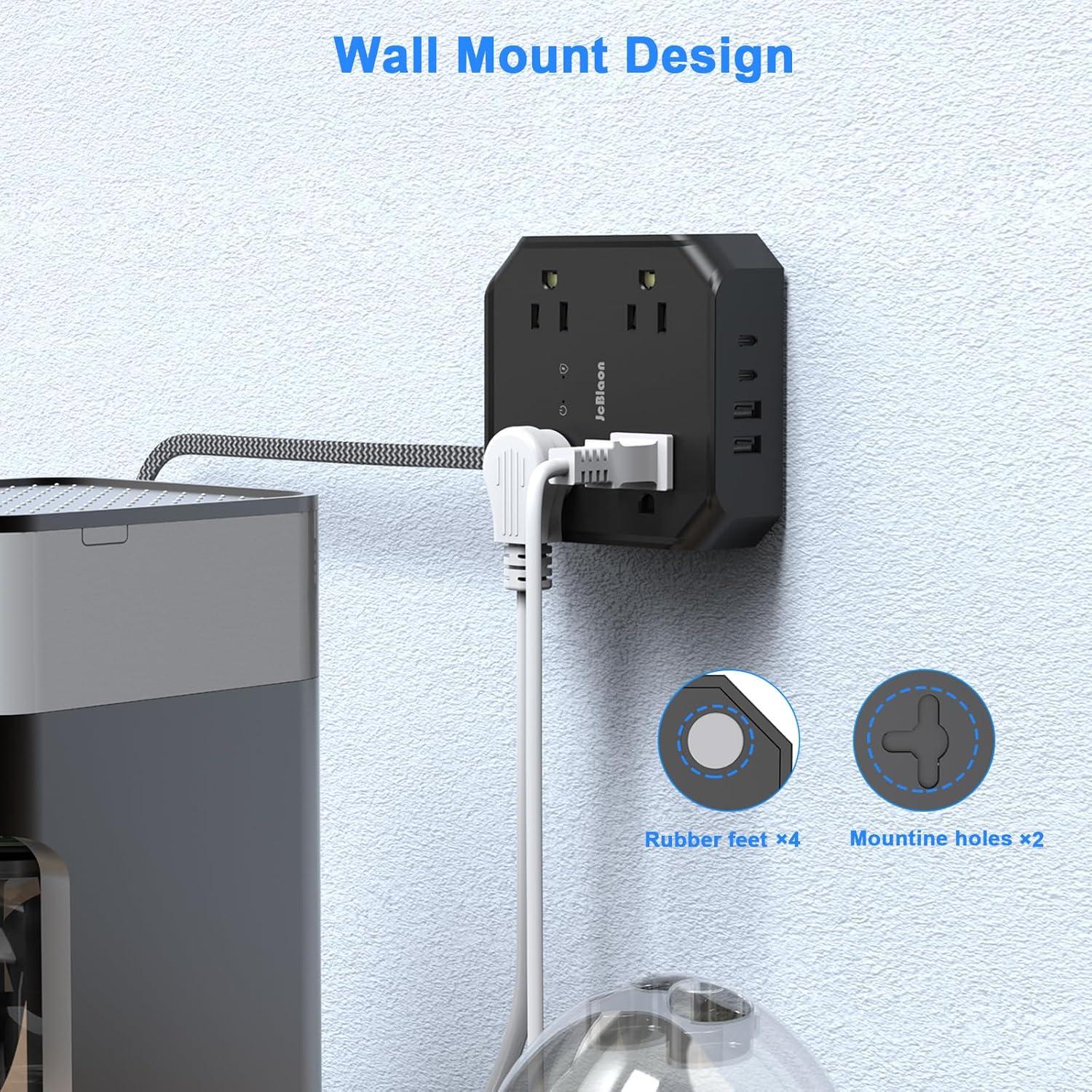 Protector de Sobretensión JcBlaon 8 Salidas 4 USB-C 1.52m