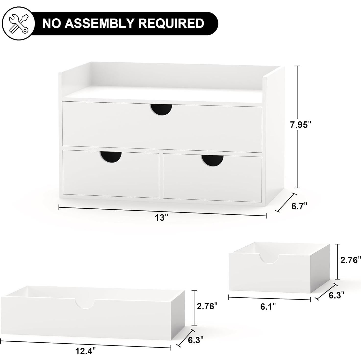 Organizador de Escritorio Wisuce de Bambú Blanco 3 Cajones