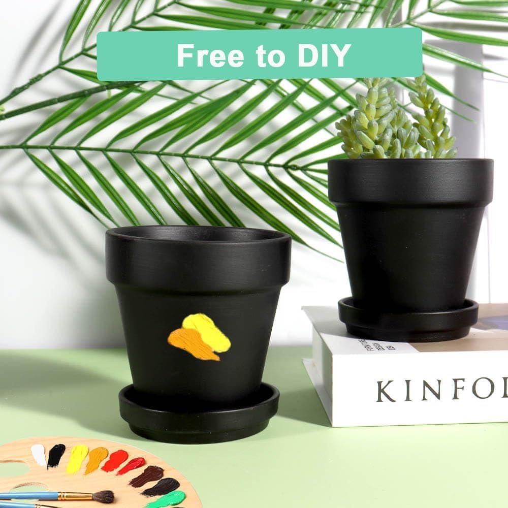 Macetas de Terracota Negras Vensovo 4" con Plato - Paquete de 6