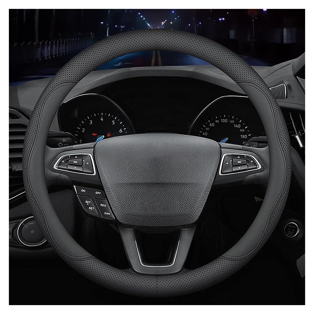 Cubierta de volante de coche HAOTULE cuero Nappa 37-38.5cm negra