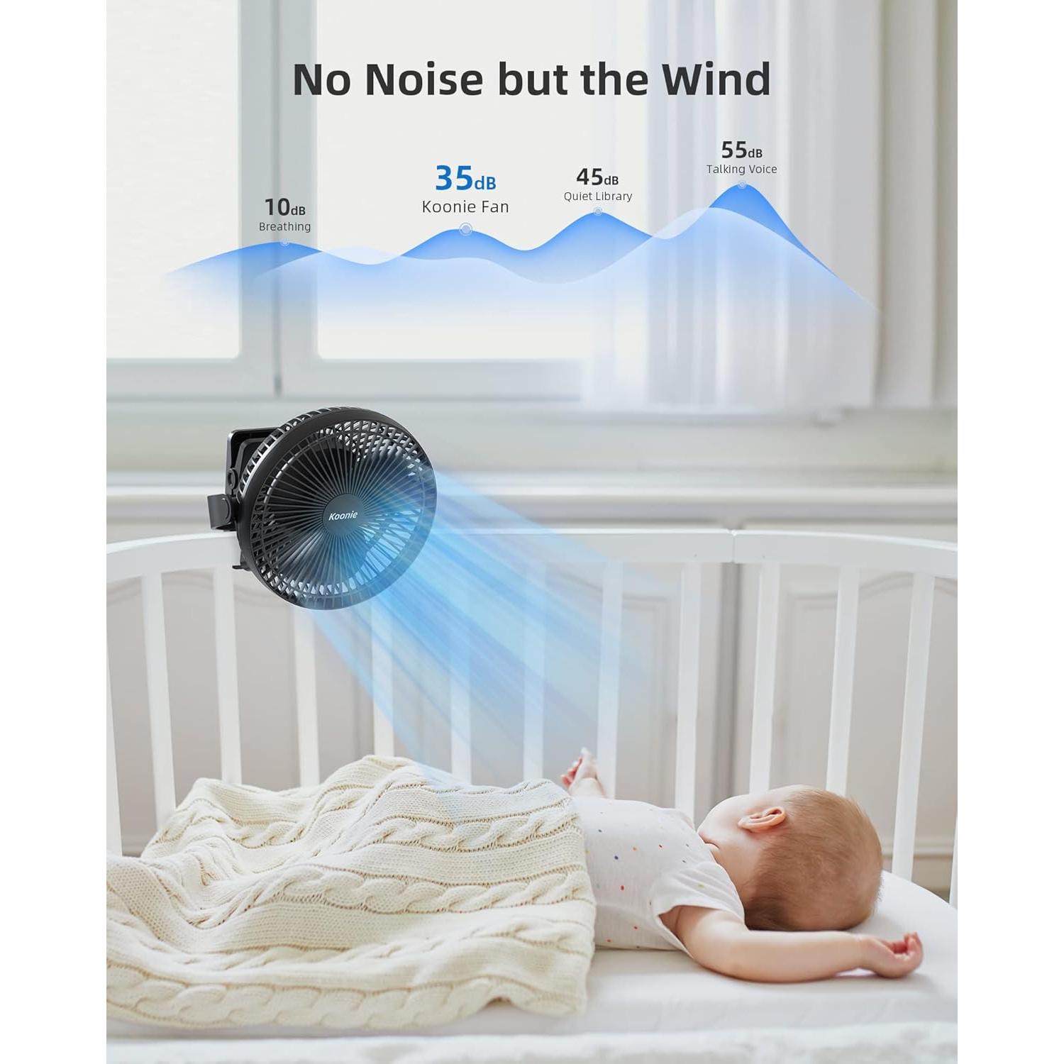 Ventilador Clip Koonie 10000mAh 20cm 4 Velocidades Negro