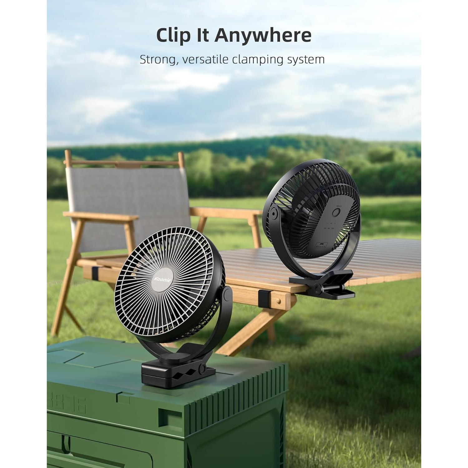 Ventilador Clip Koonie 10000mAh 20cm 4 Velocidades Negro