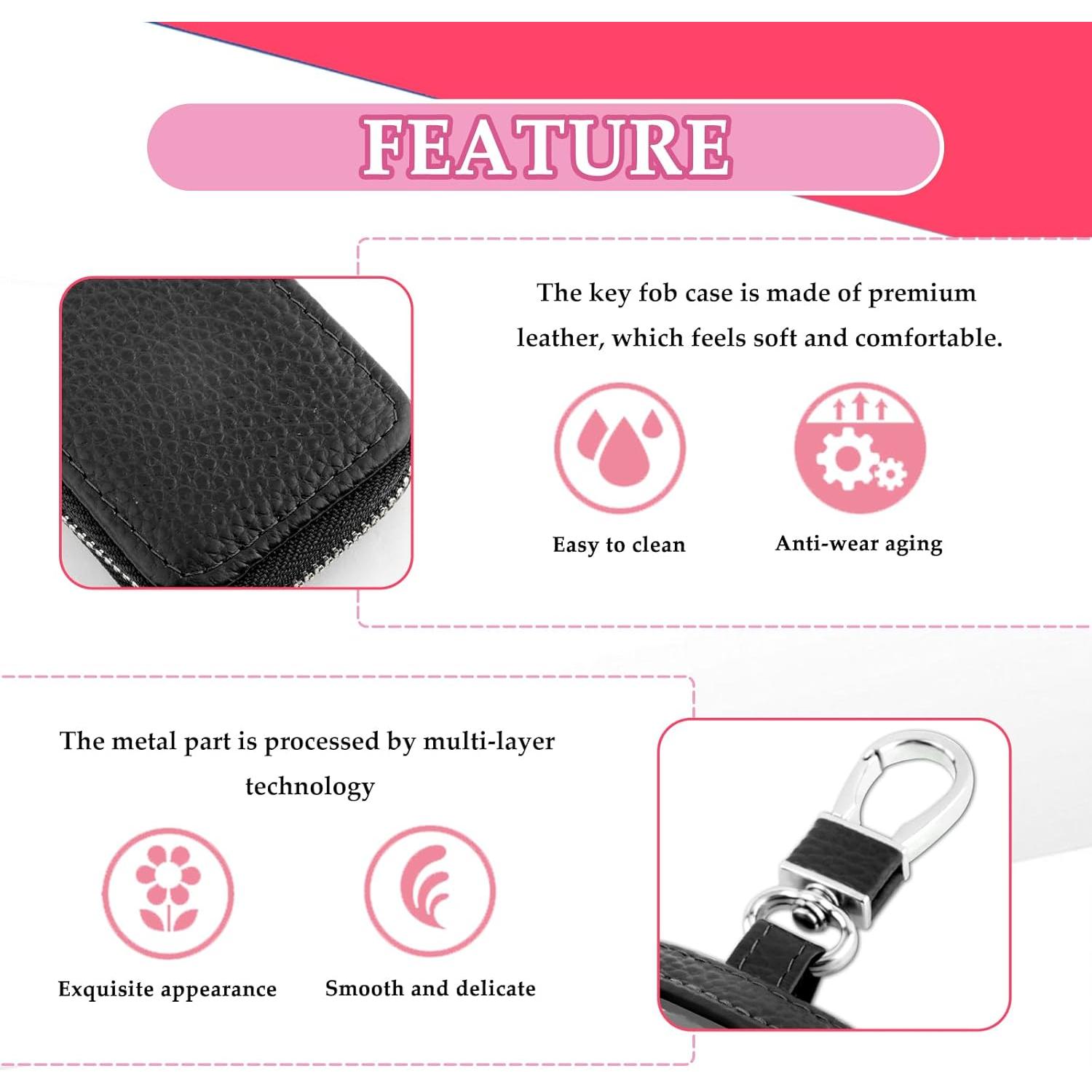 Funda de Llave de Coche CXCCOI Universal Cuero Negro