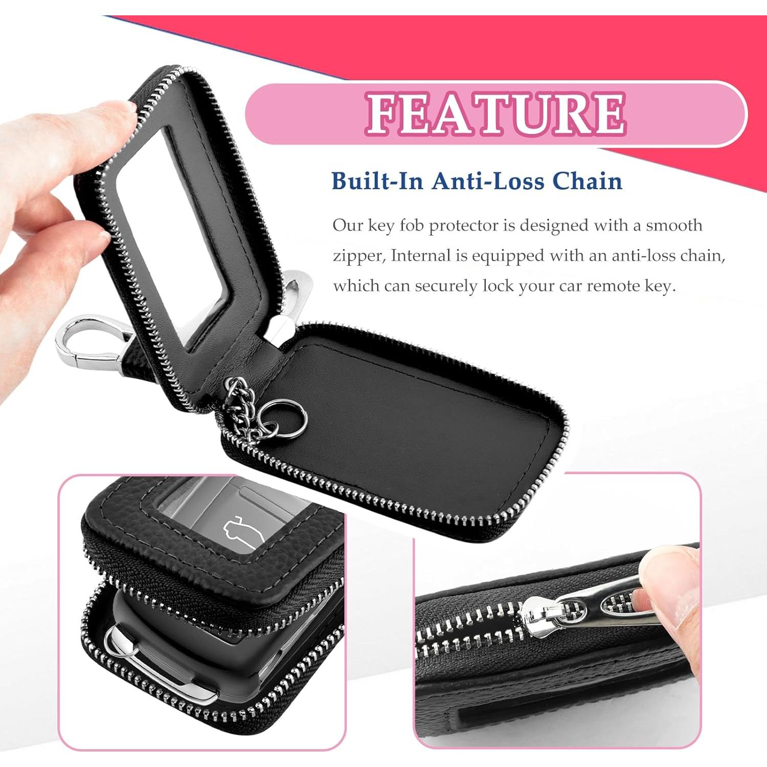 Funda de Llave de Coche CXCCOI Universal Cuero Negro