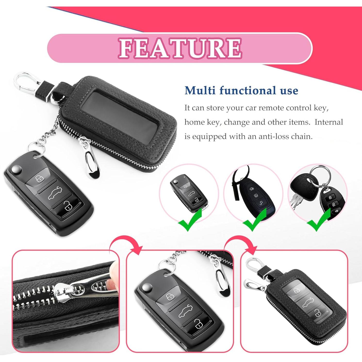 Funda de Llave de Coche CXCCOI Universal Cuero Negro