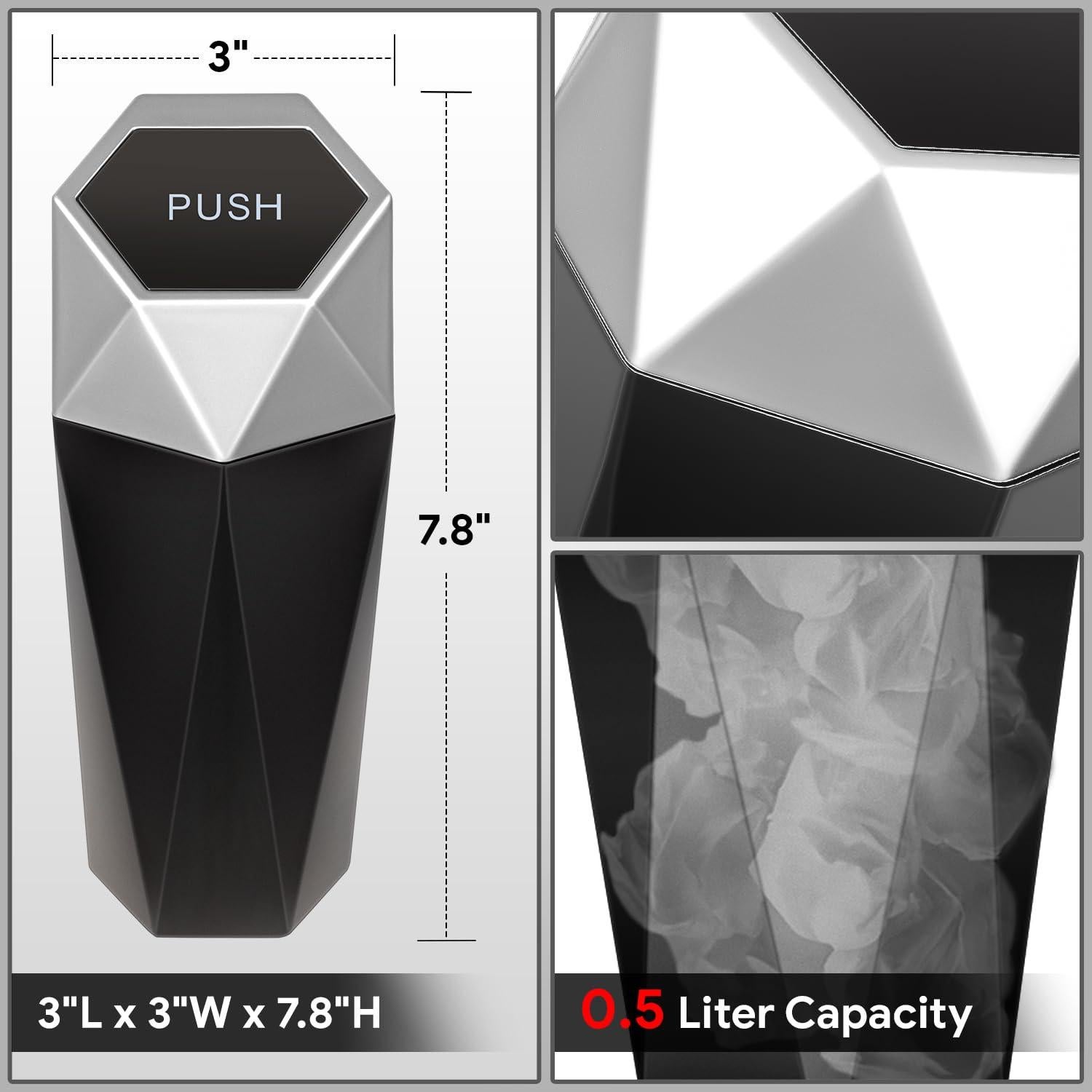 Bote de Basura Compacto DNA Motoring Negro Plata 0.5L