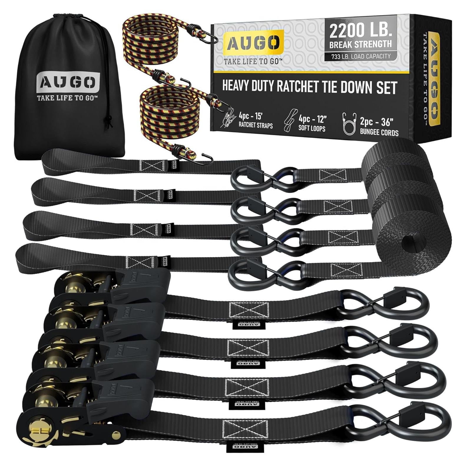 Correas de Tracción Pesadas AUGO 15 Pies 2200 lb Resistencia