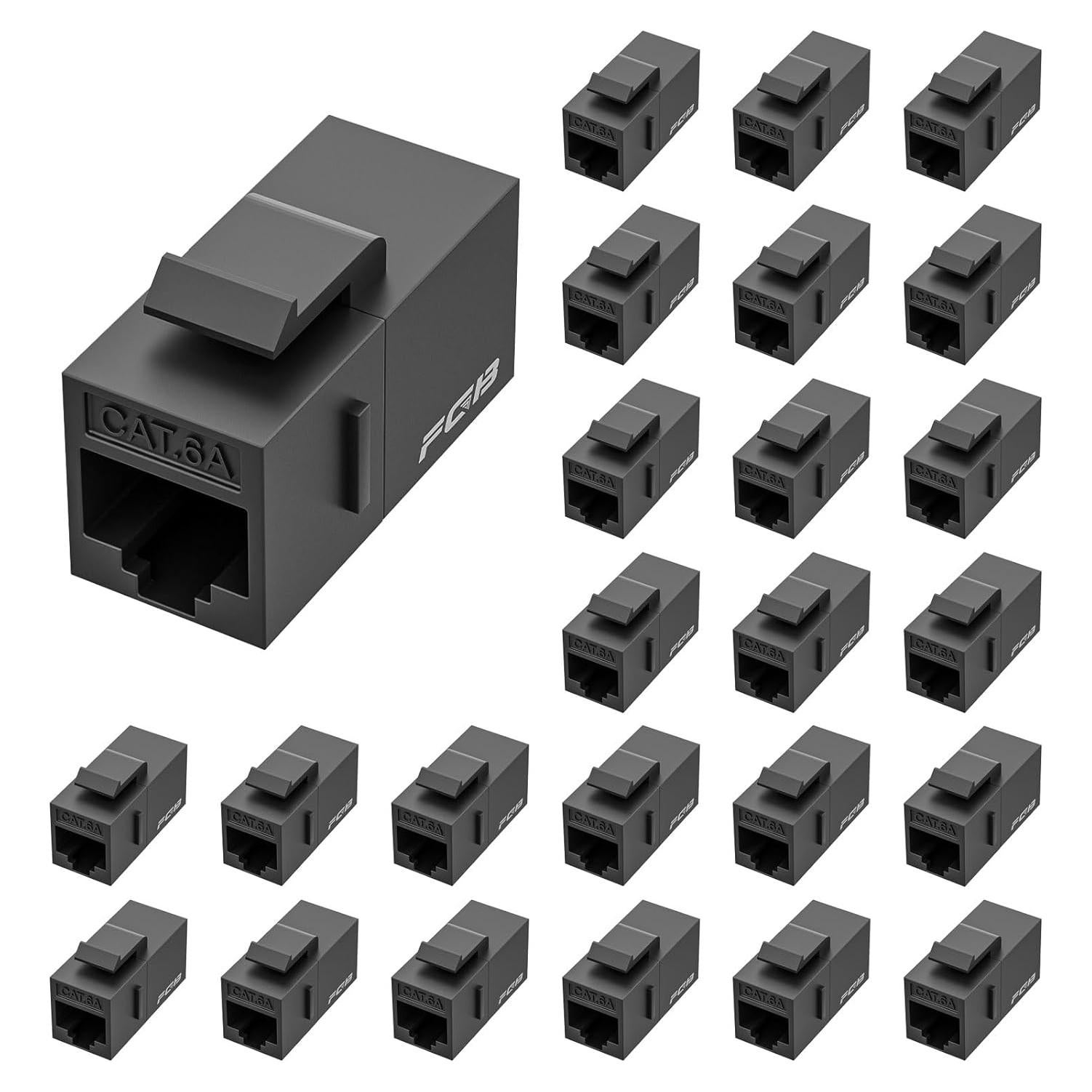 Acoplador Keystone RJ45 Hembra a Hembra FGB CAT6A 10 Gbps Negro