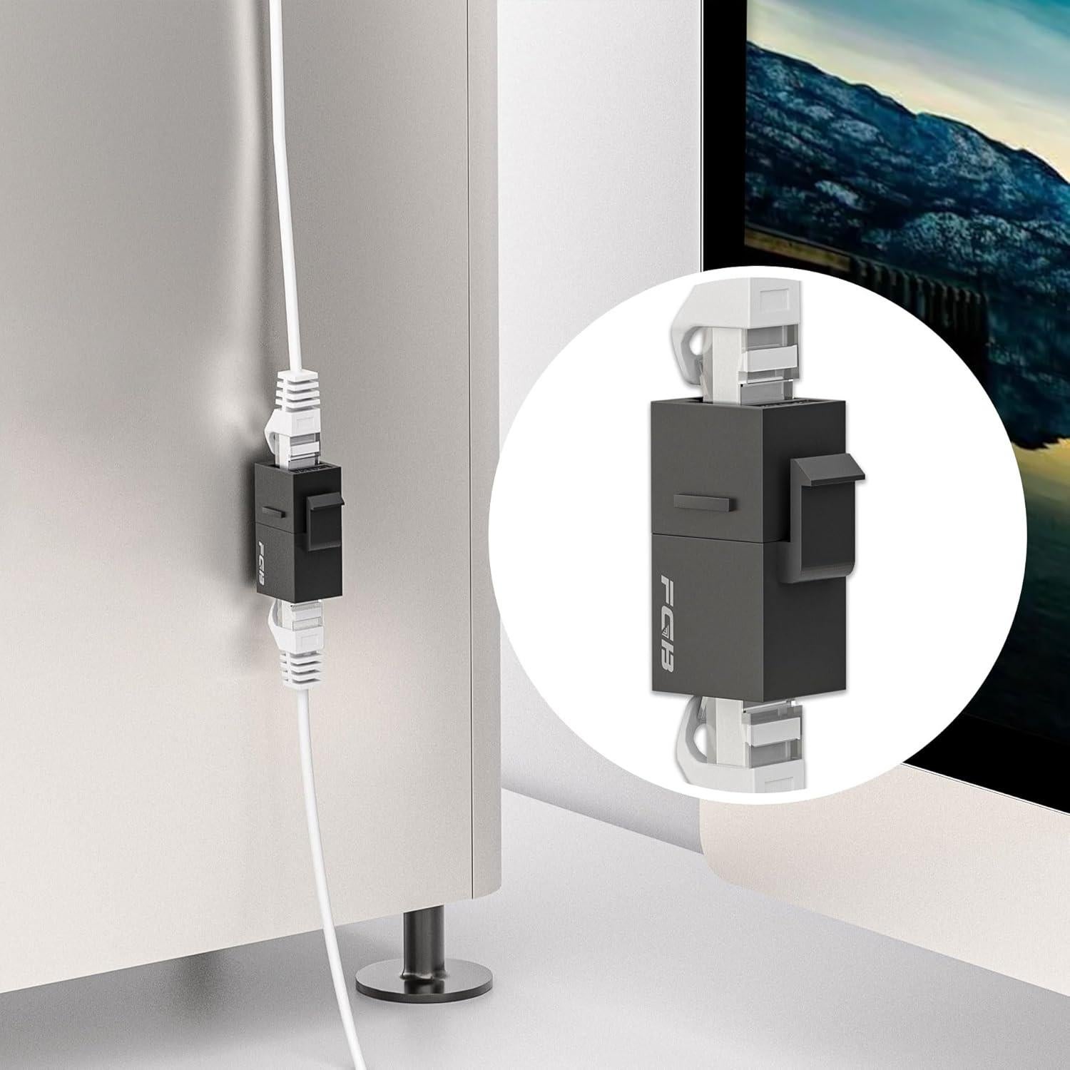 Acoplador Keystone RJ45 Hembra a Hembra FGB CAT6A 10 Gbps Negro