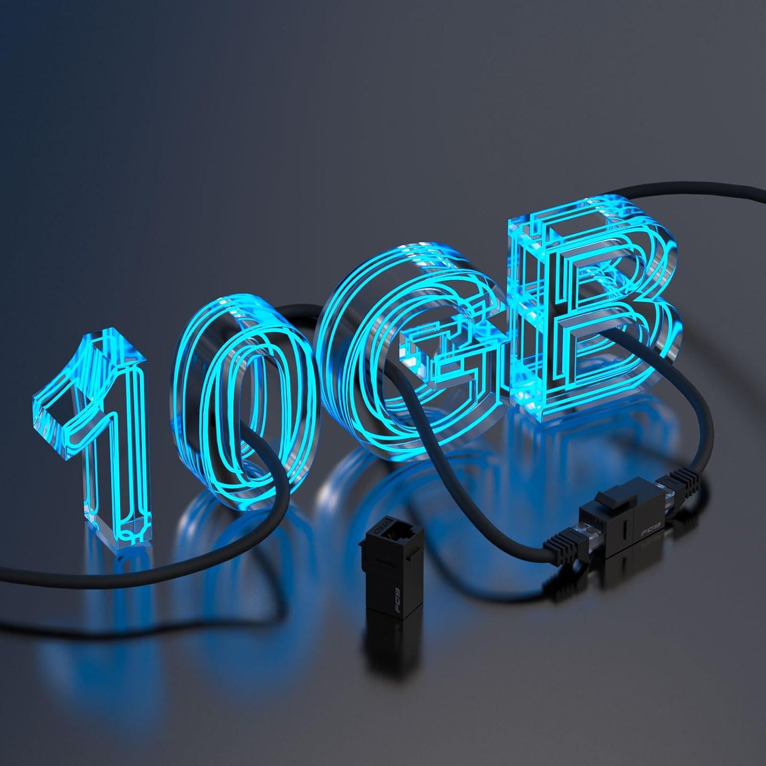 Acoplador Keystone RJ45 Hembra a Hembra FGB CAT6A 10 Gbps Negro