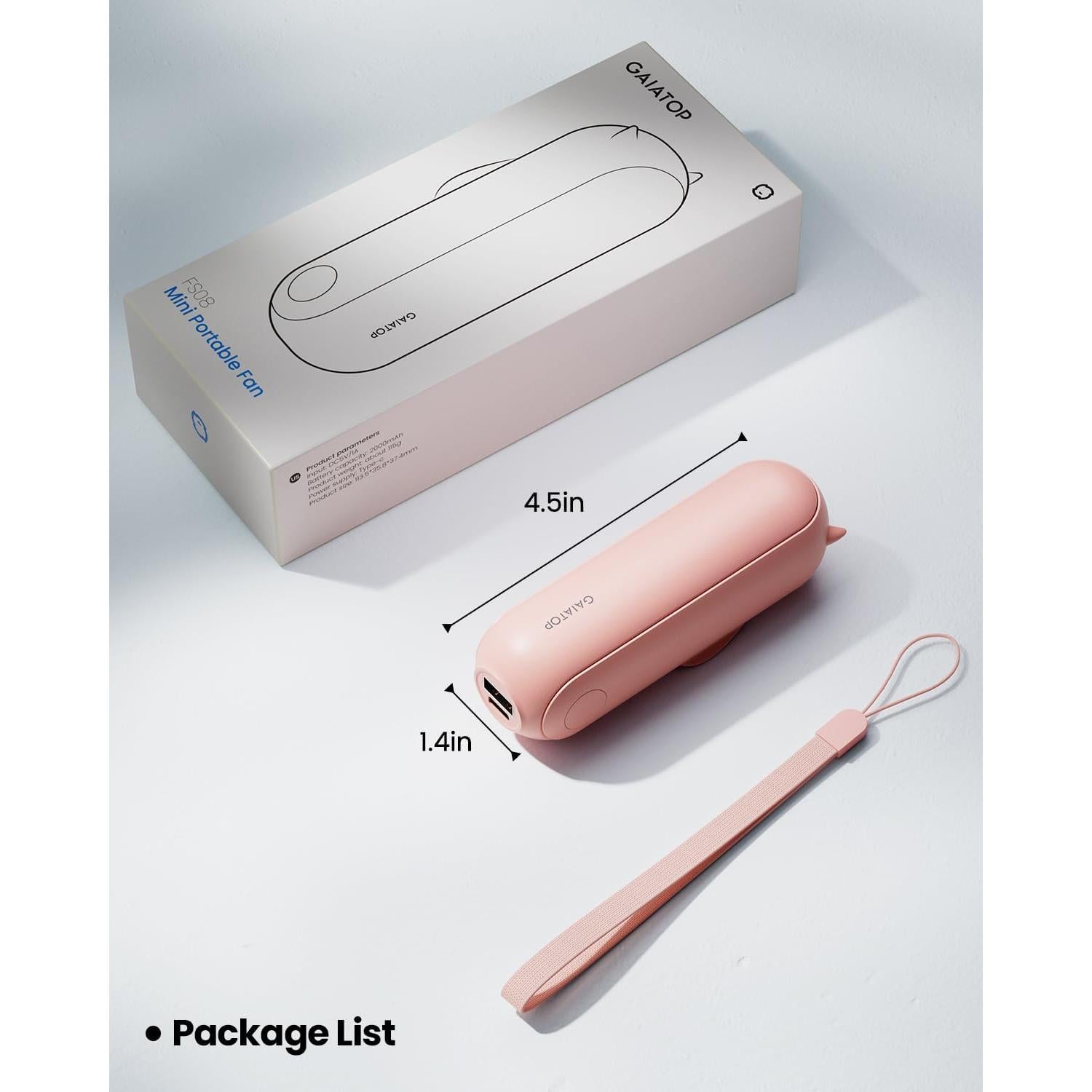 Ventilador Portátil Gaiatop Fan-FS08 Plegable USB Rosa