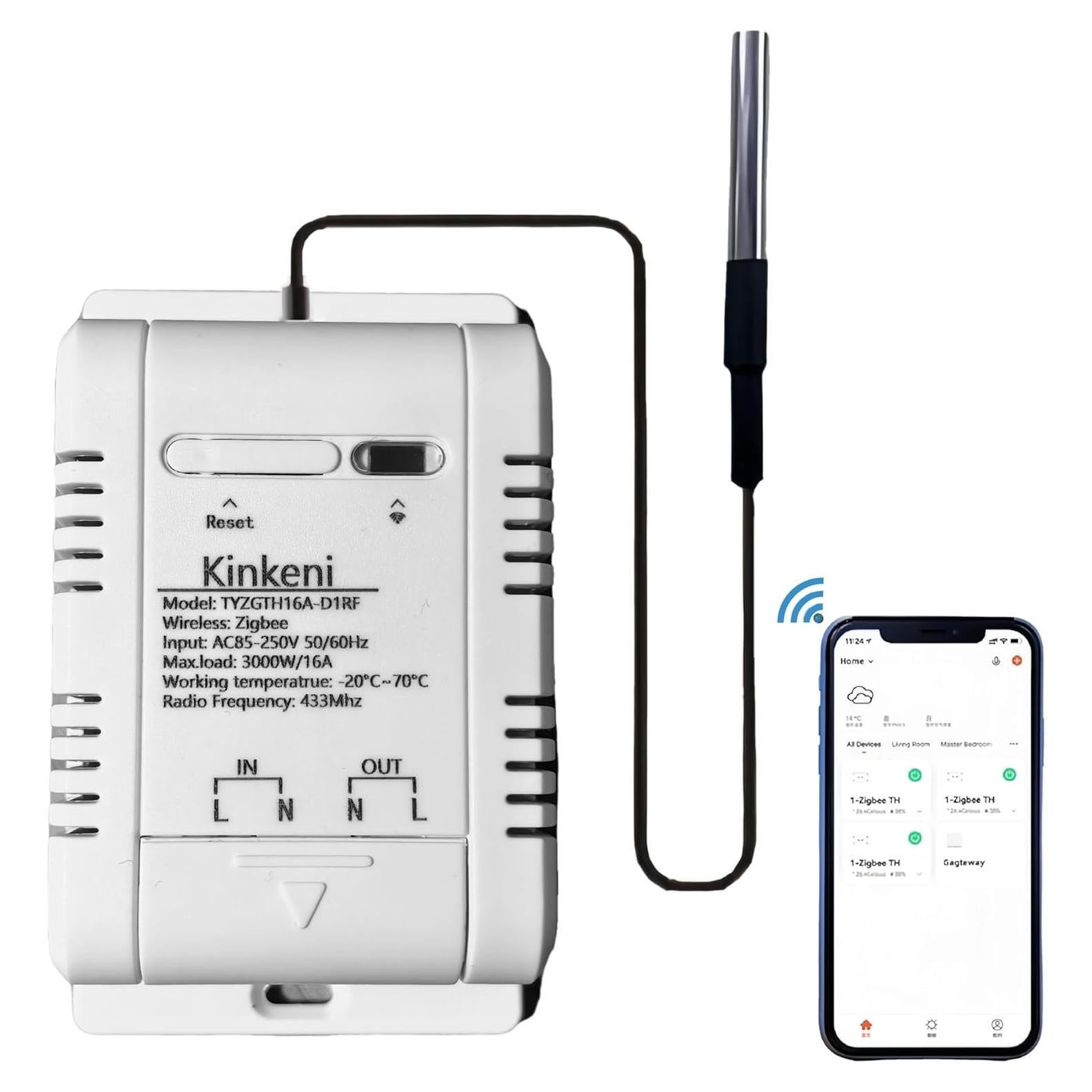 Controlador de Temperatura Inteligente Zigbee Tuya 16A