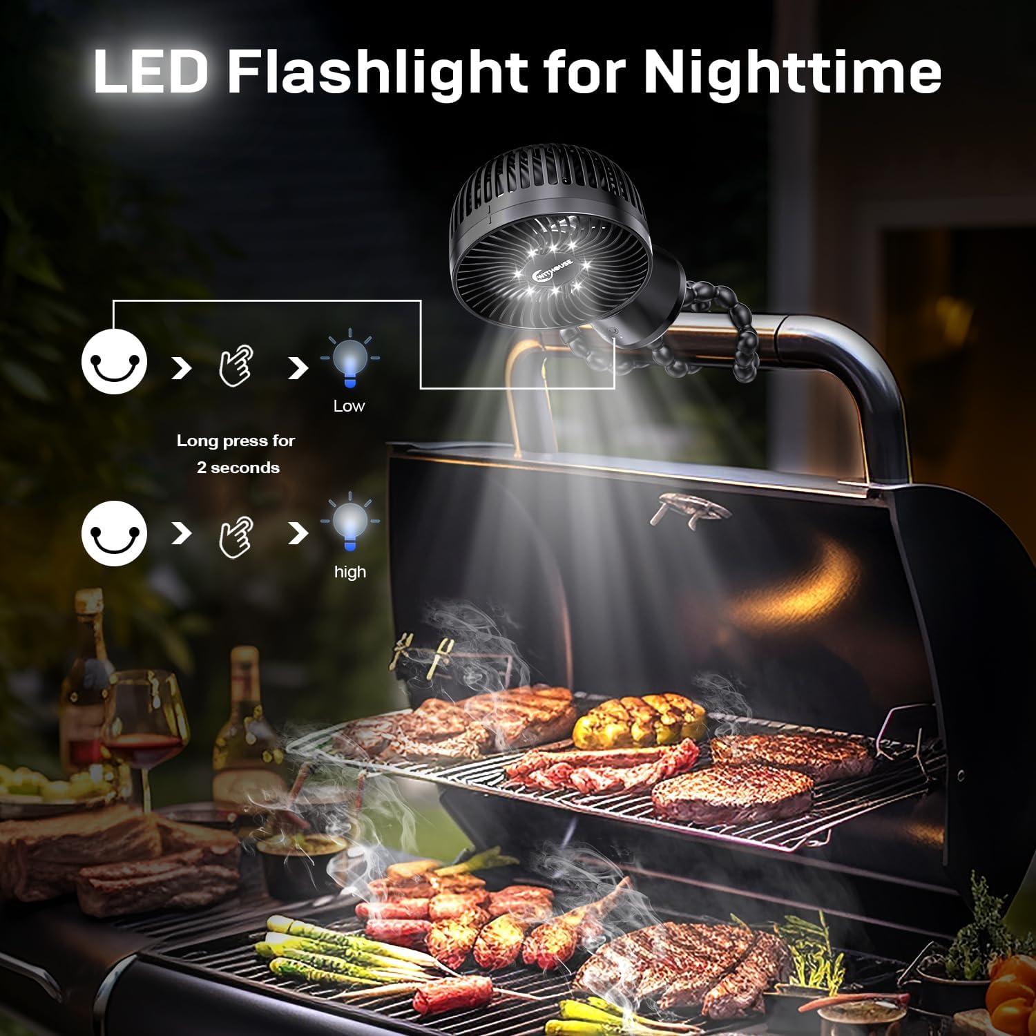 Ventilador Portátil 3-en-1 WITHOUSE con Luz LED y Batería 20000mAh