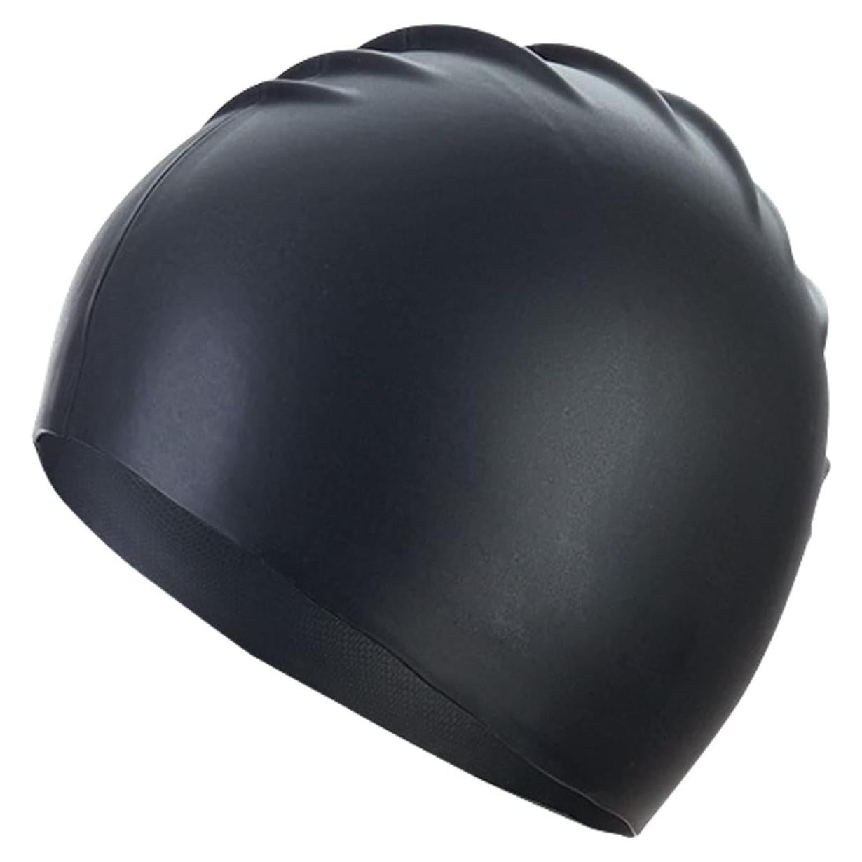 Gorro de natación de silicona Uttpll para cabello largo - Negro