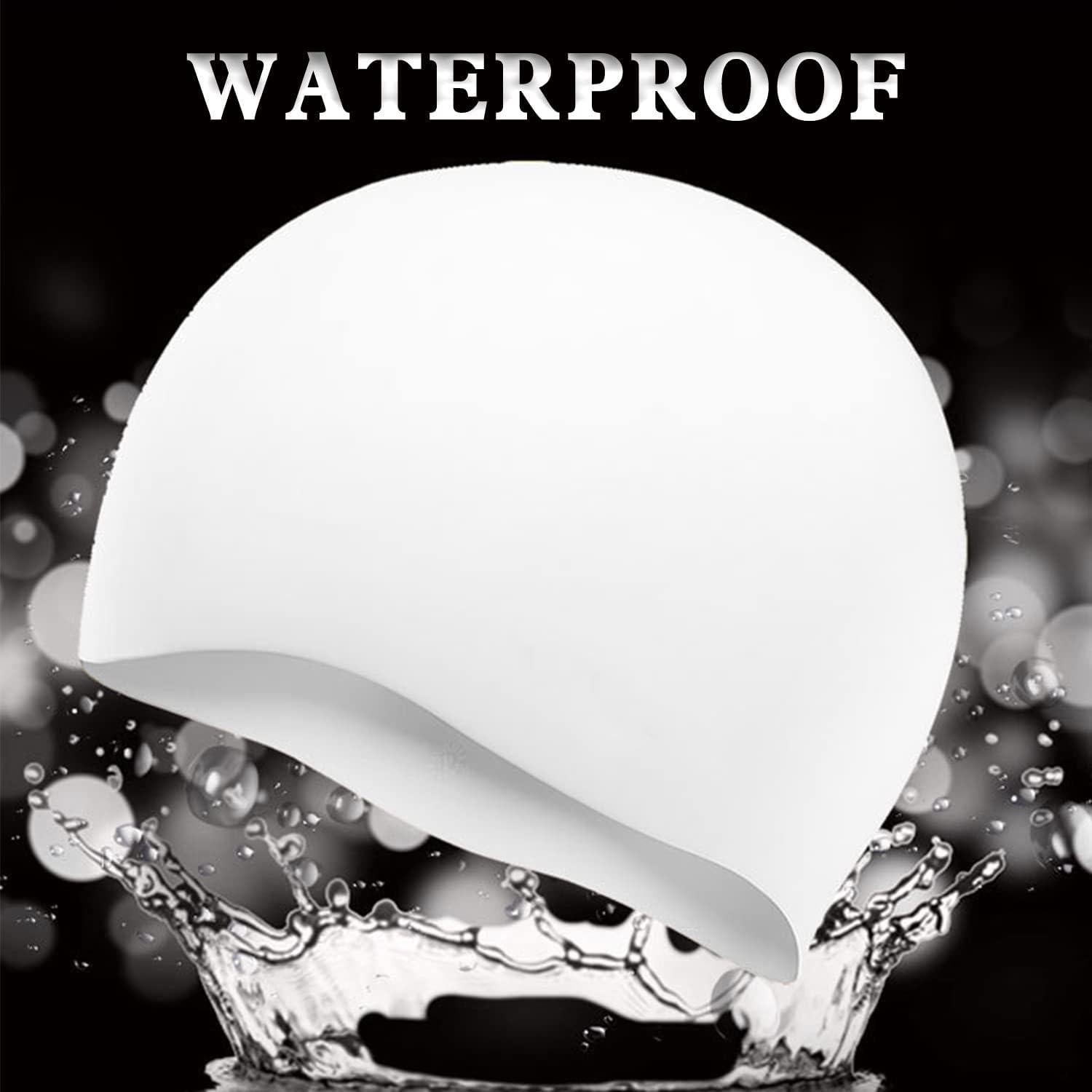 Gorro de natación de silicona Uttpll para cabello largo - Negro