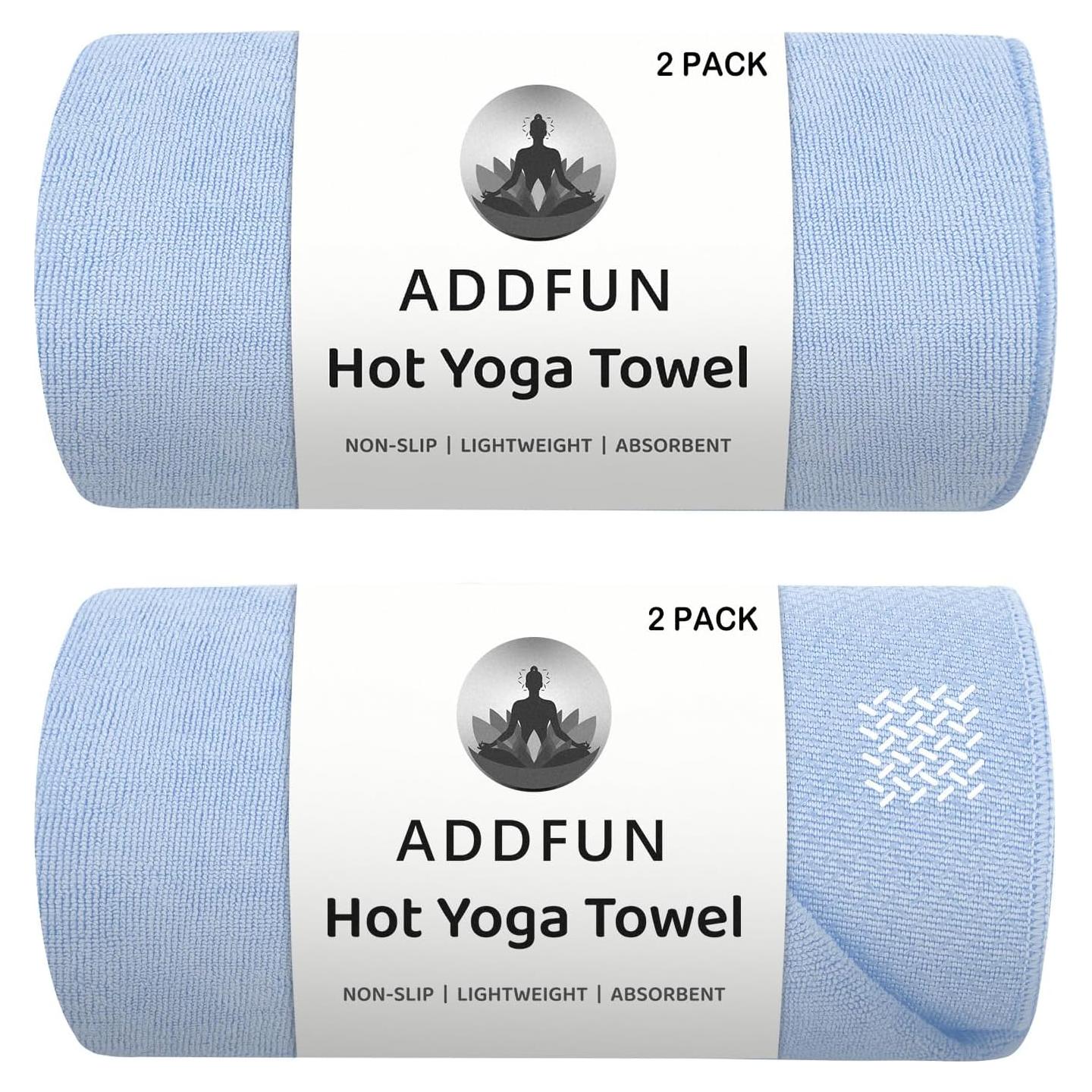 Toallas de Yoga Antideslizantes ADDFUN, Paquete de 2 Microfibra