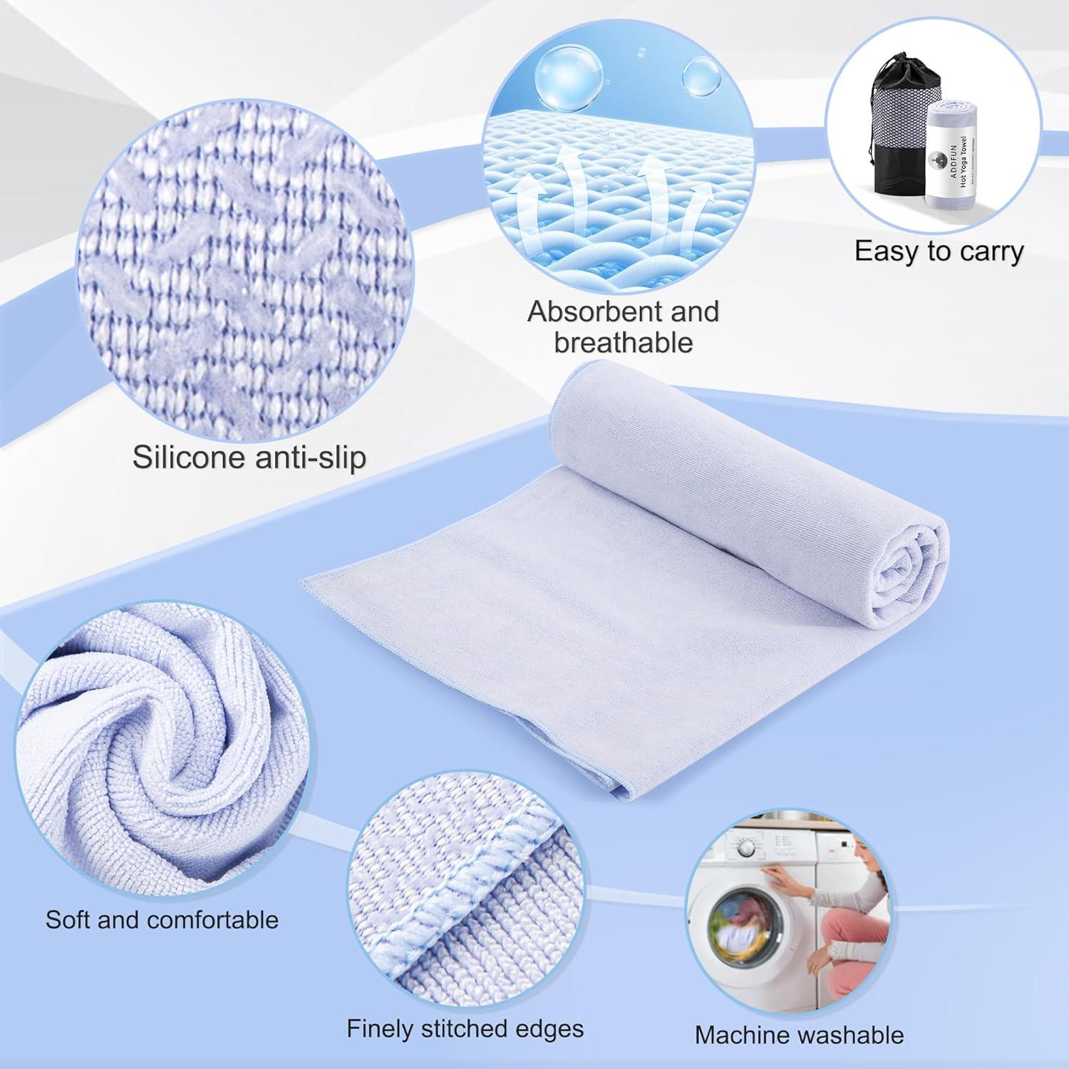 Toallas de Yoga Antideslizantes ADDFUN, Paquete de 2 Microfibra