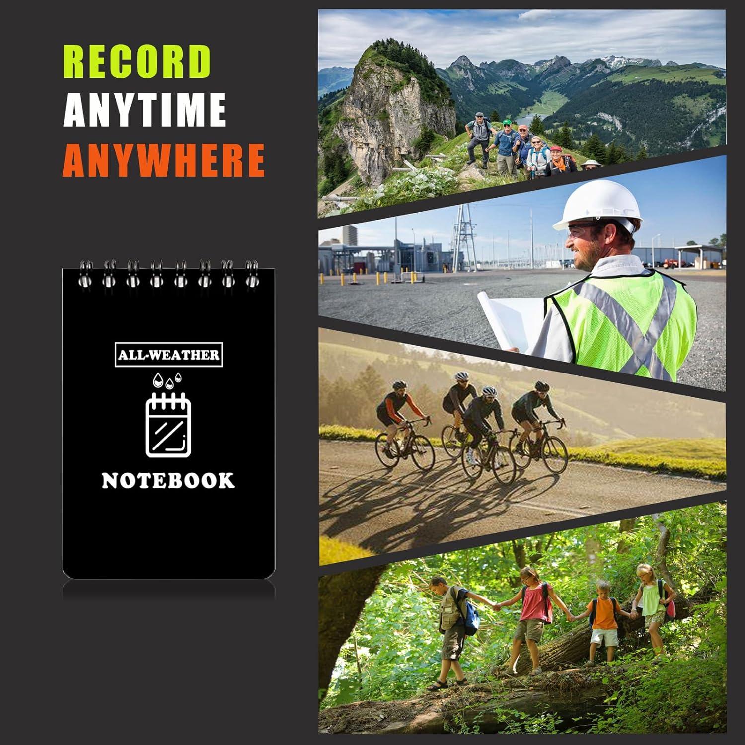 Cuaderno Impermeable WAFJAMF 3x5" Negro - Paquete de 2