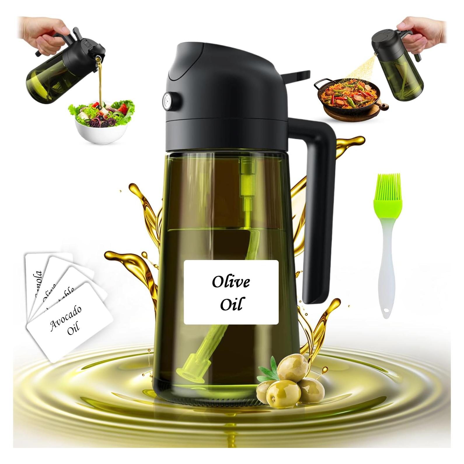 Dispensador de Aceite 2 en 1 JANNELE 470ml Verde con Brocha y Etiquetas