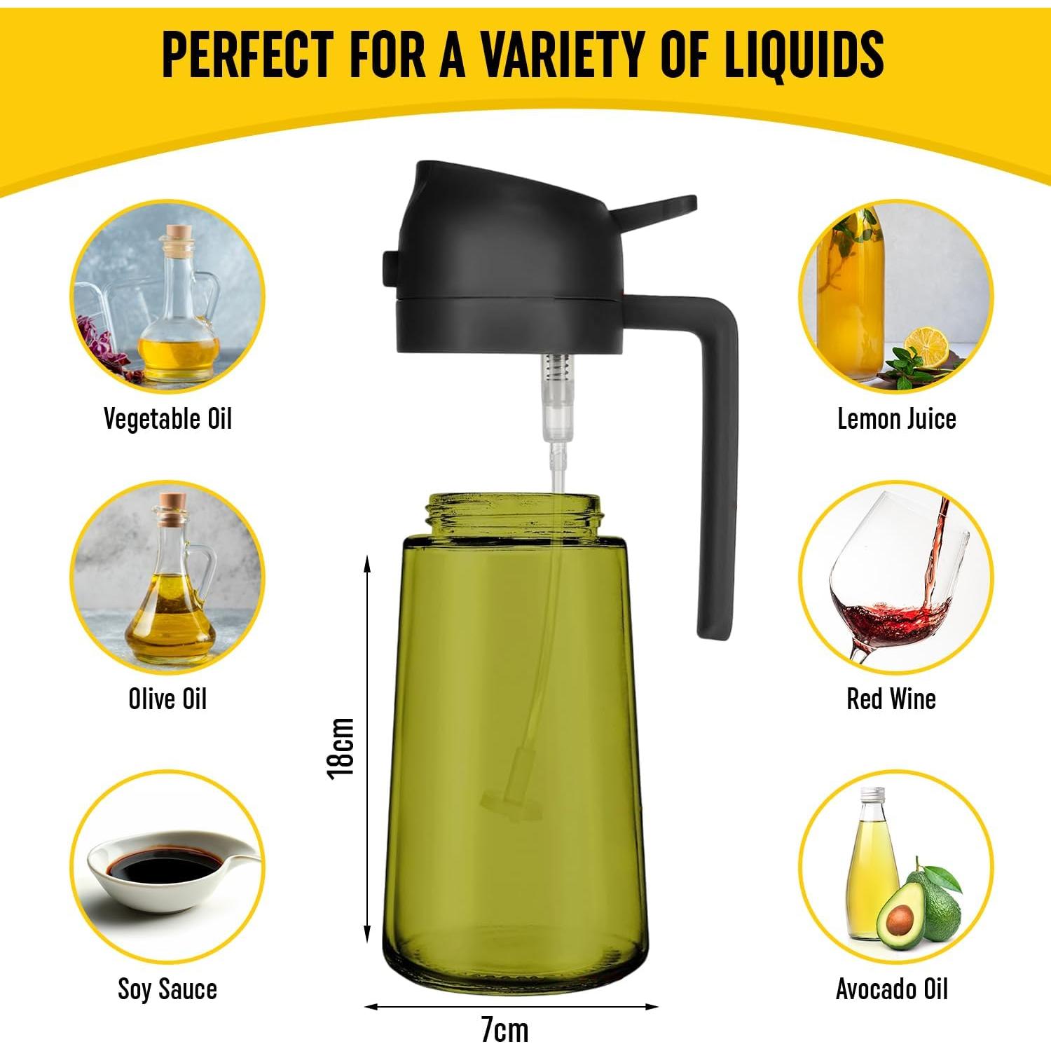 Dispensador de Aceite 2 en 1 JANNELE 470ml Verde con Brocha y Etiquetas