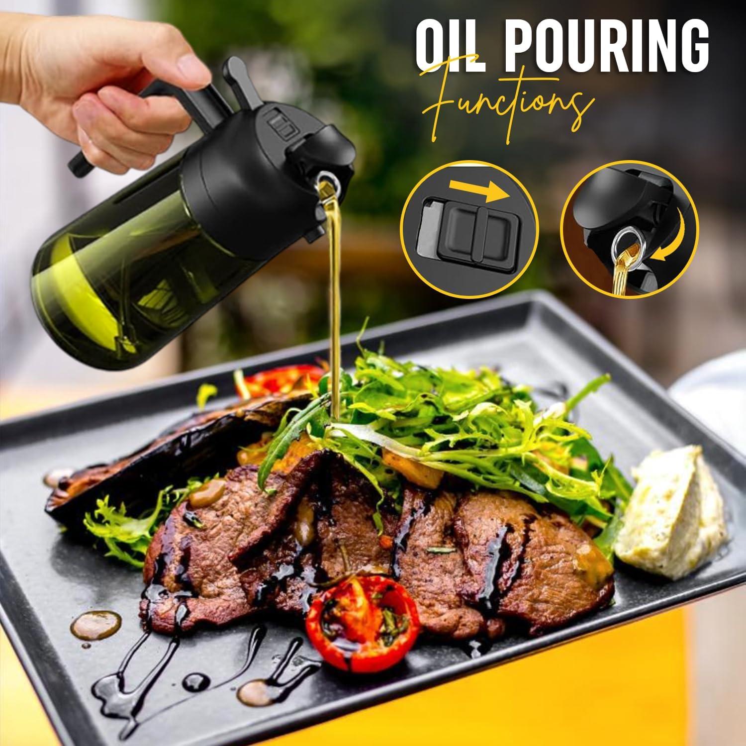 Dispensador de Aceite 2 en 1 JANNELE 470ml Verde con Brocha y Etiquetas