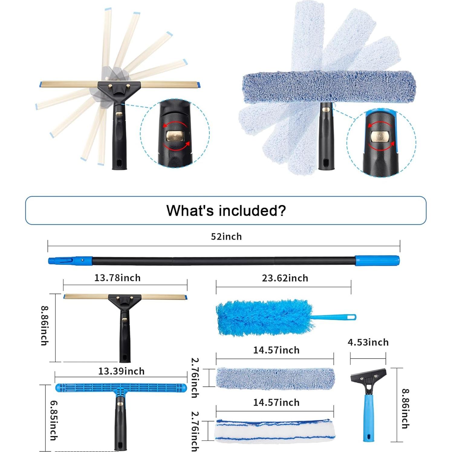 Kit de Limpieza de Ventanas ZKUAOGDI con 4 Varillas y Paños