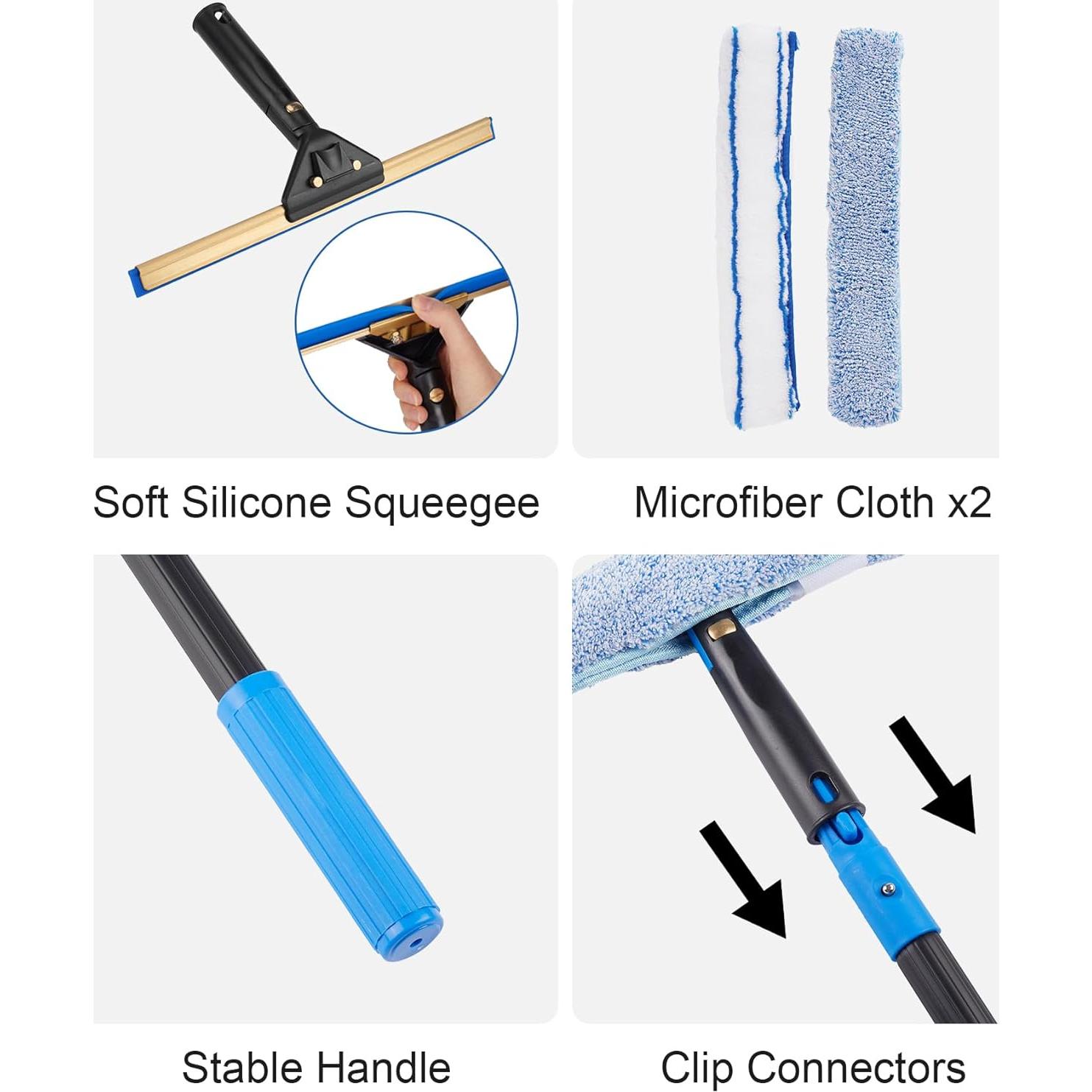 Kit de Limpieza de Ventanas ZKUAOGDI con 4 Varillas y Paños