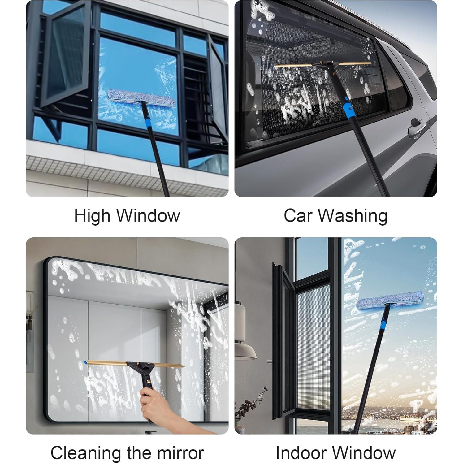 Kit de Limpieza de Ventanas ZKUAOGDI con 4 Varillas y Paños