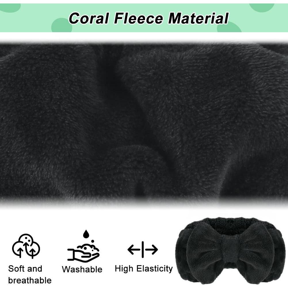 Cinta para la cabeza Shintop Spa negra de felpa coral 12x21 cm