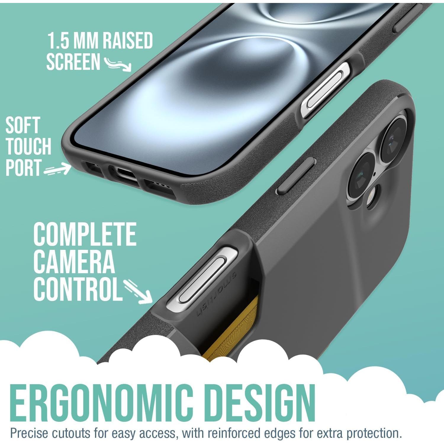 Smartish® iPhone 16 Wallet Case - Wallet Slayer Vol. 1 [Slim + Protective] Credit Card Holder - Drop Tested Hidden Flip Card Slot Cover Compatible with Apple iPhone 16 - Black Tie Affair