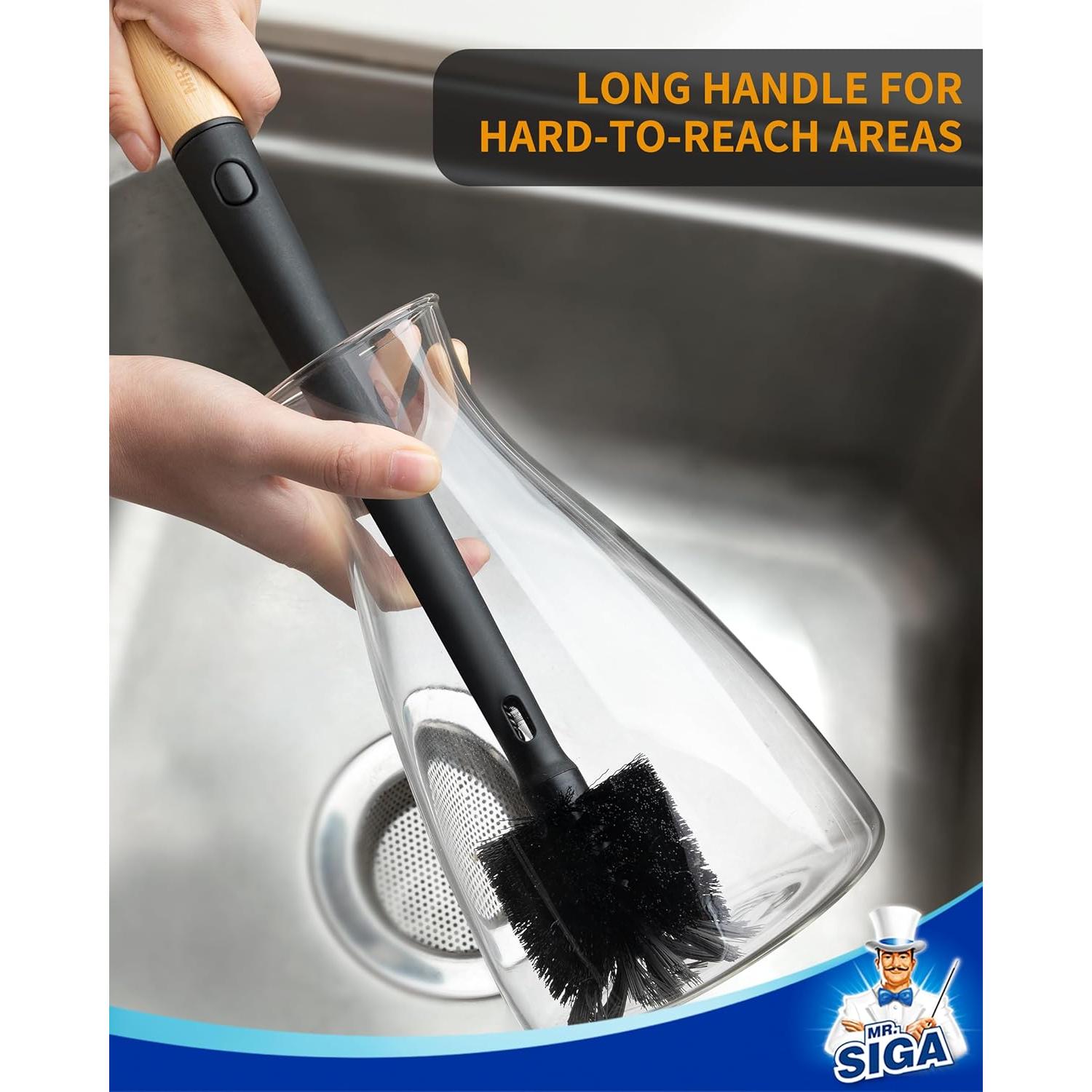 Cepillo Limpiador de Botellas y Pajitas MR.SIGA 2 en 1