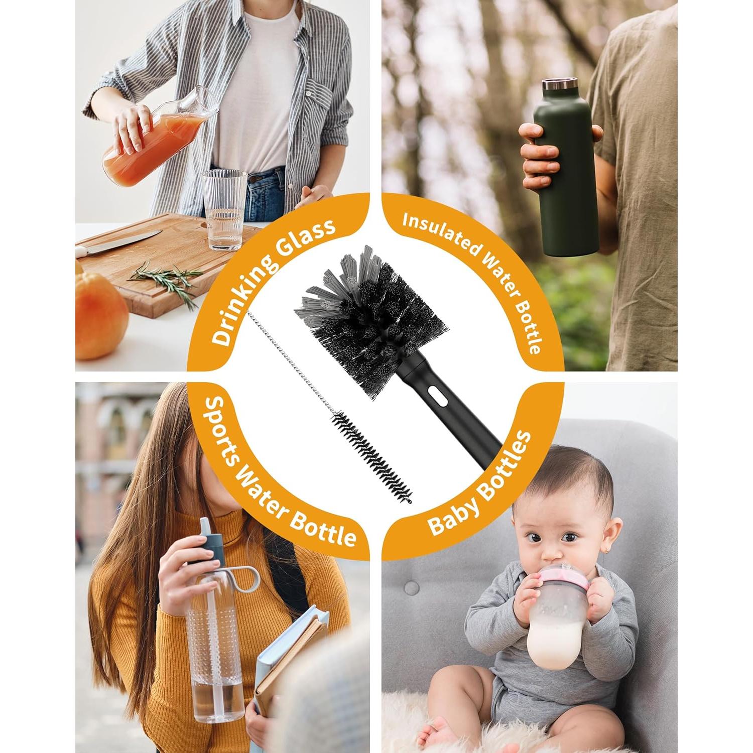 Cepillo Limpiador de Botellas y Pajitas MR.SIGA 2 en 1