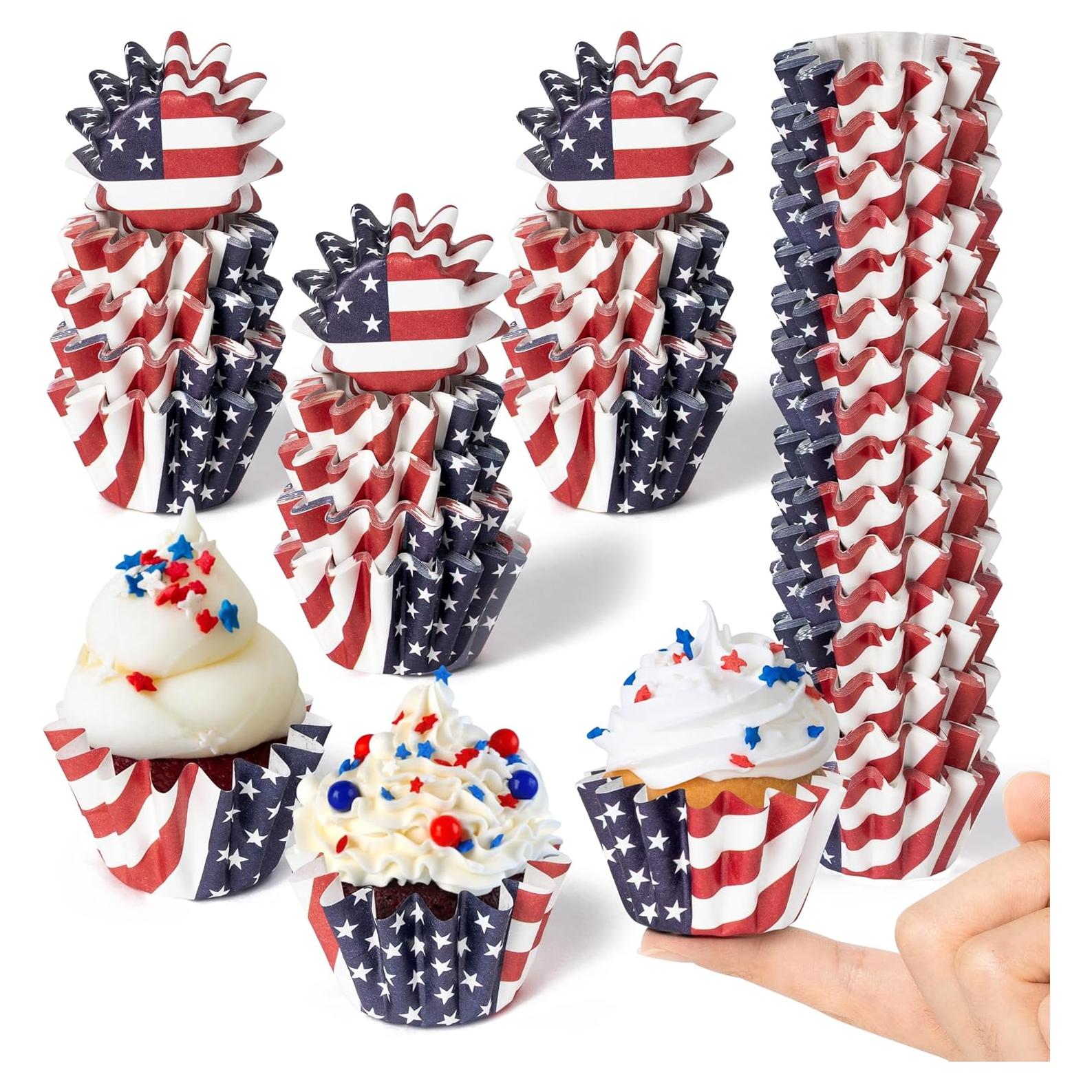 Forros de Cupcake Mini R CABALLO 200 Piezas Bandera Americana