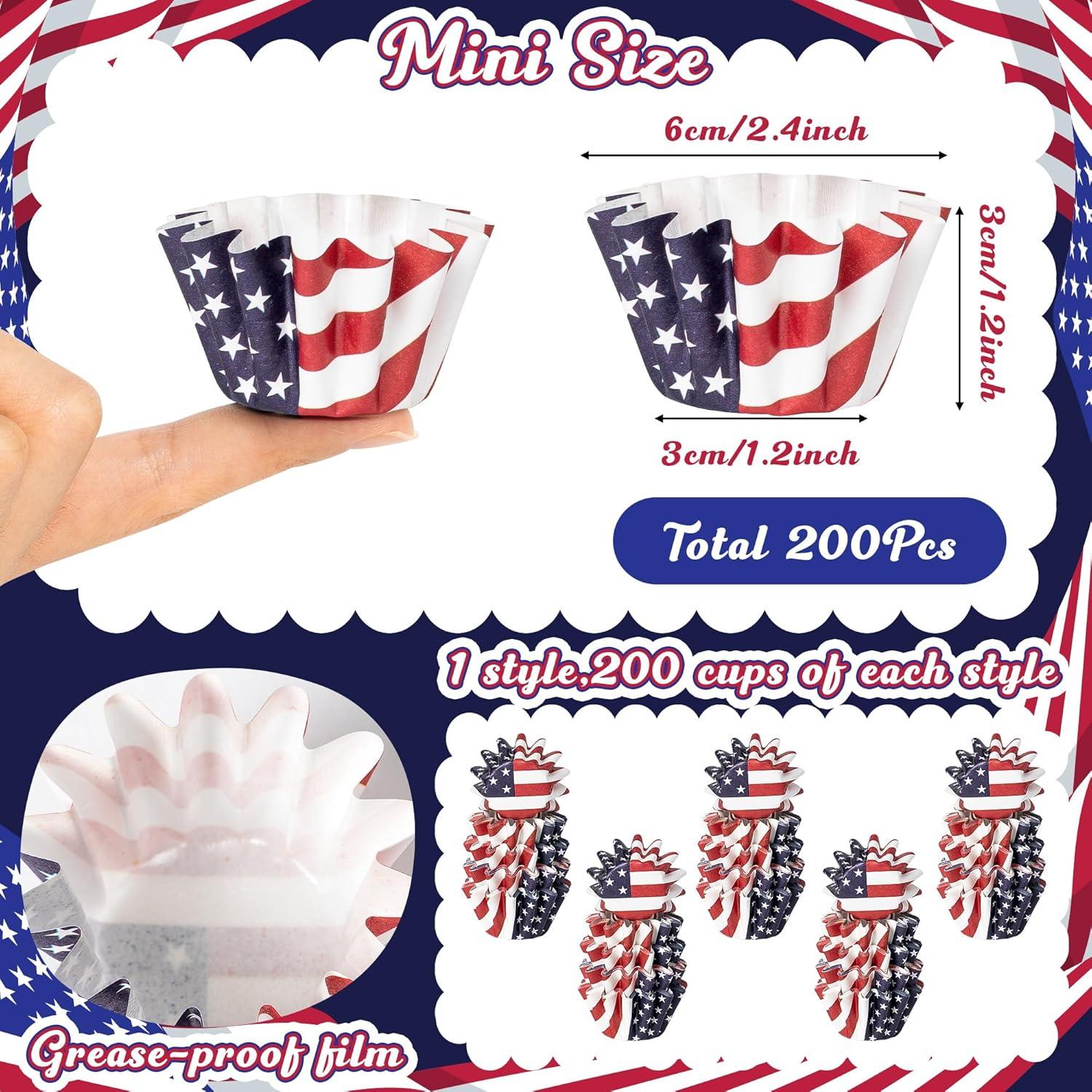 Forros de Cupcake Mini R CABALLO 200 Piezas Bandera Americana
